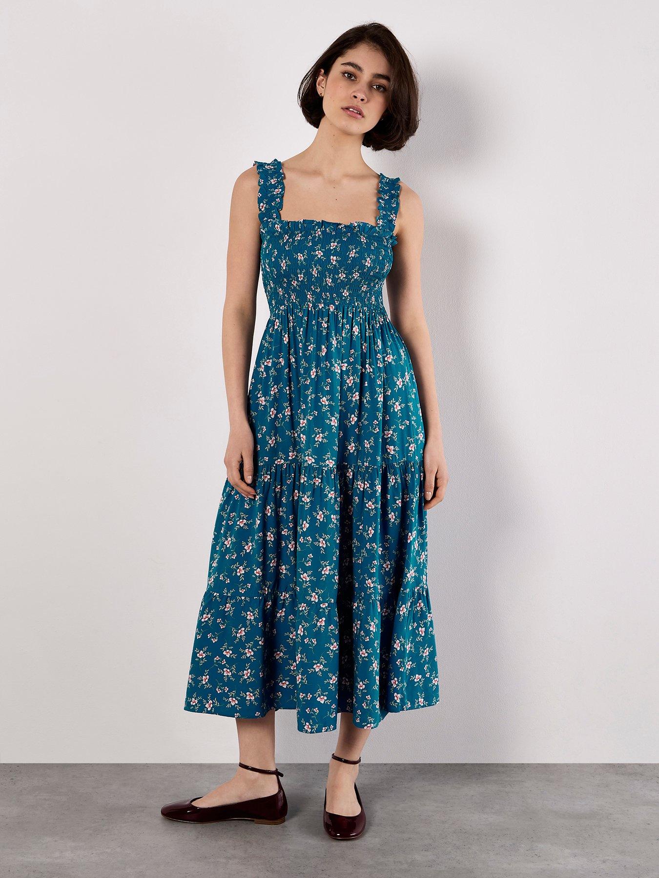 Image of Apricot Orchid Smock Tiered Midi Dress