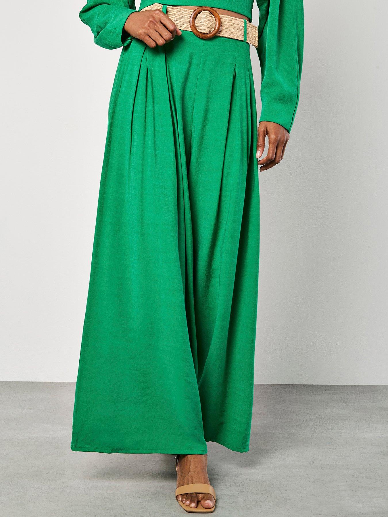 undefined Pleated Belted Palazzo Trouser