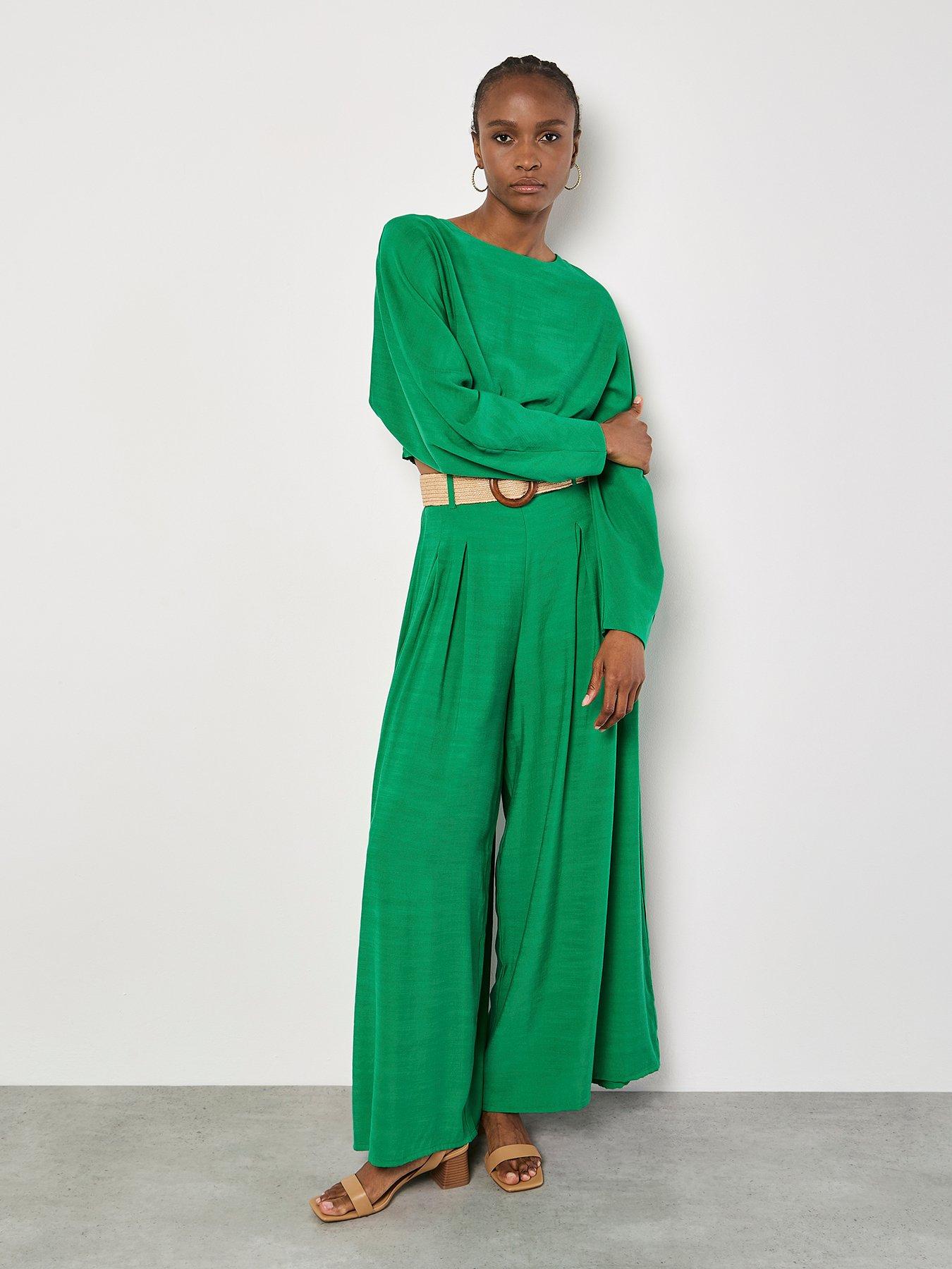 Image 3 of 4 of Apricot Open Back Batwing Crop Top - Green