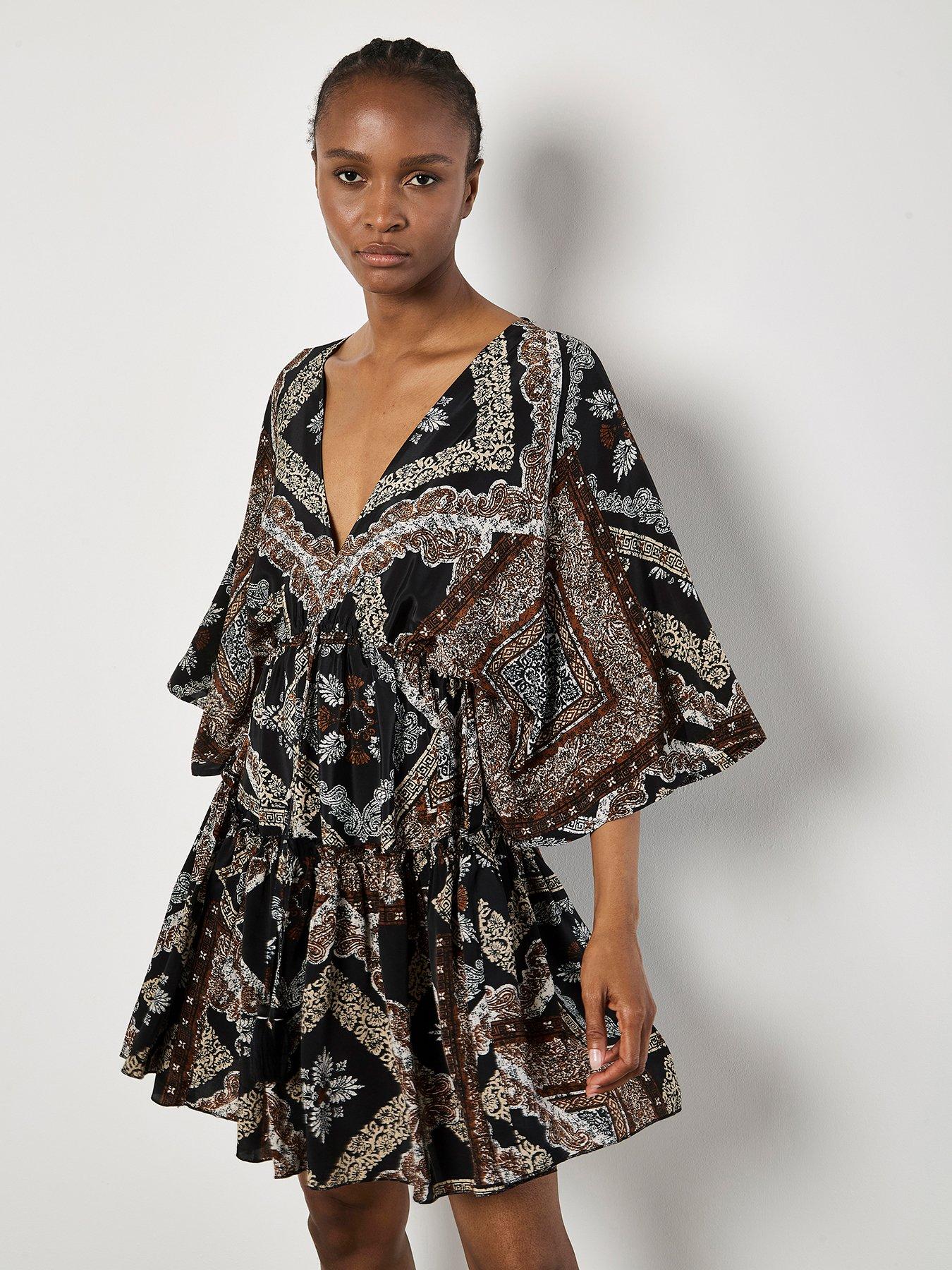 undefined Distressed Tassel Kaftan Dress