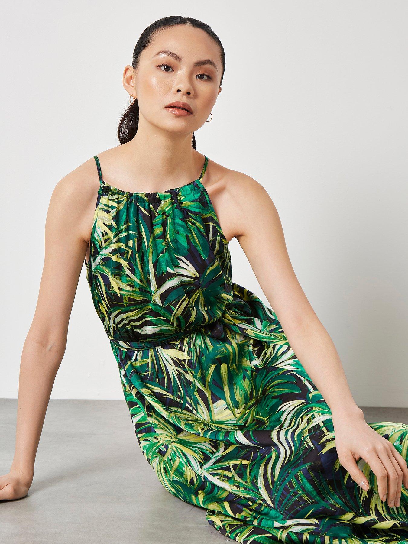 Image 3 of 5 of Apricot Halterneck Tropical Maxi Dress - Blue