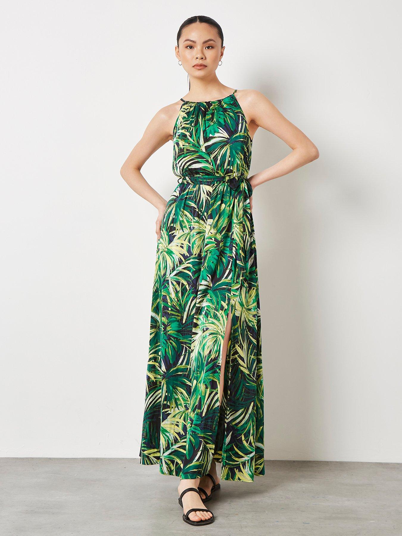 Image 5 of 5 of Apricot Halterneck Tropical Maxi Dress - Blue