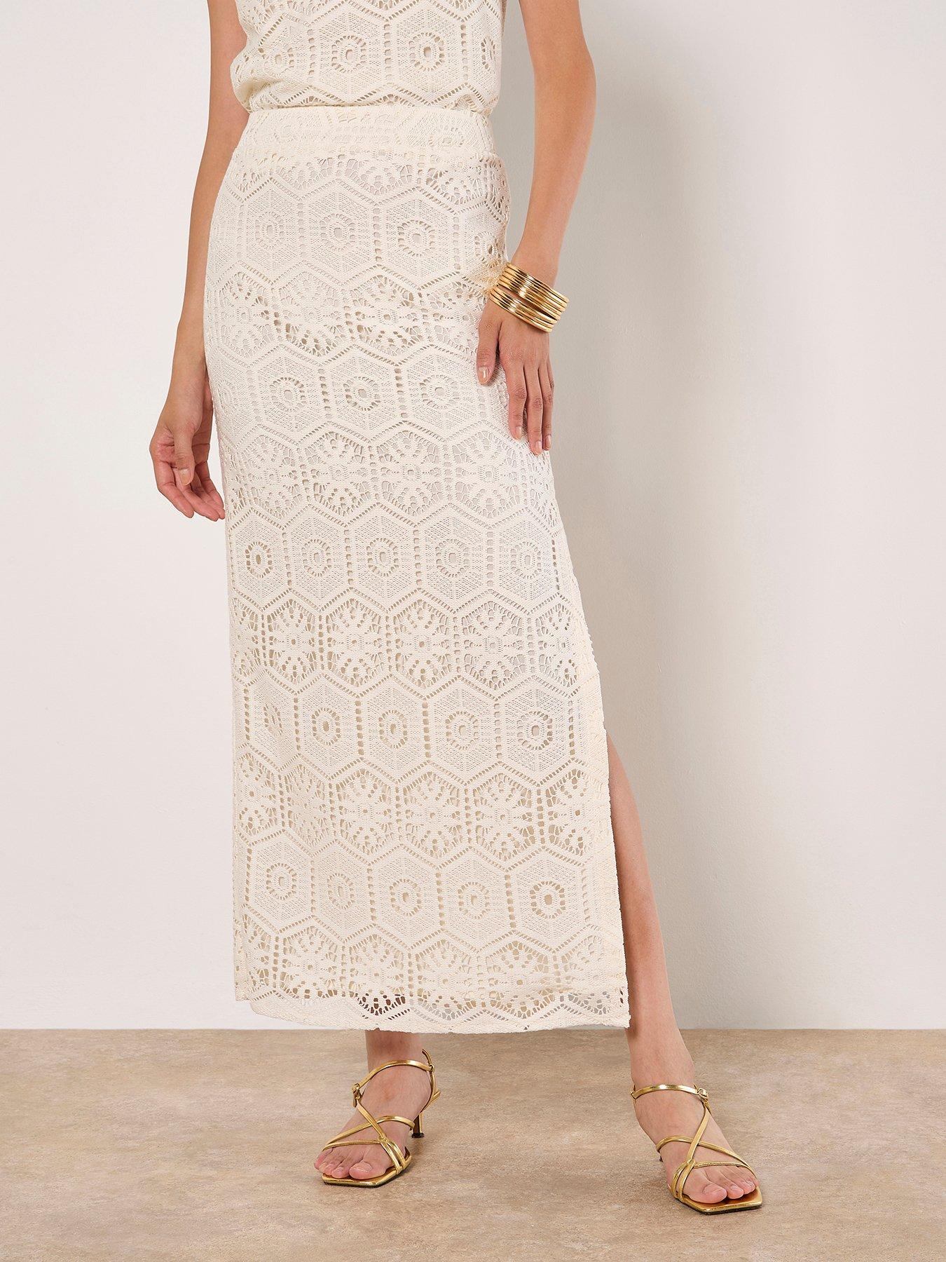 Image of Apricot Tile Crochet Maxi Skirt