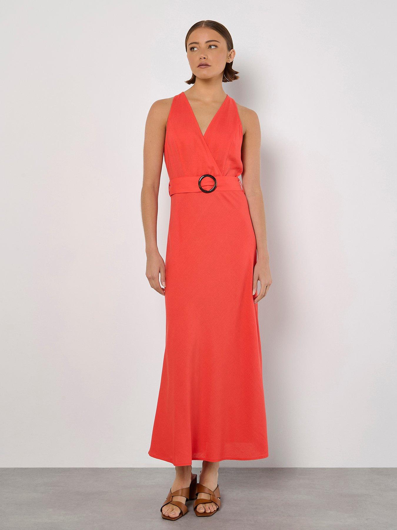 undefined Faux Wrap Sleeveless Buckle Midaxi Dress