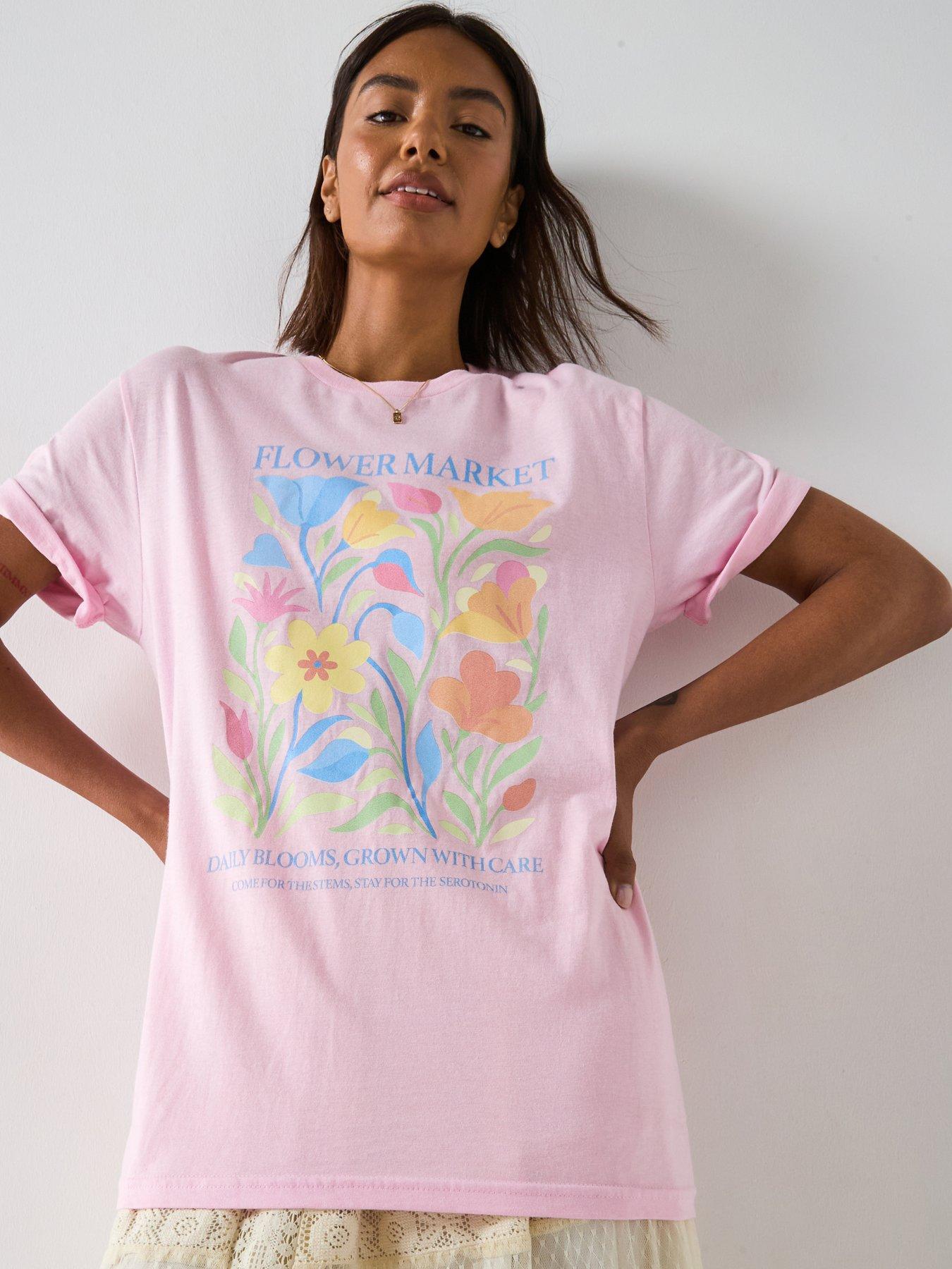 undefined Flower Market Oversized Graphic Tee - White
