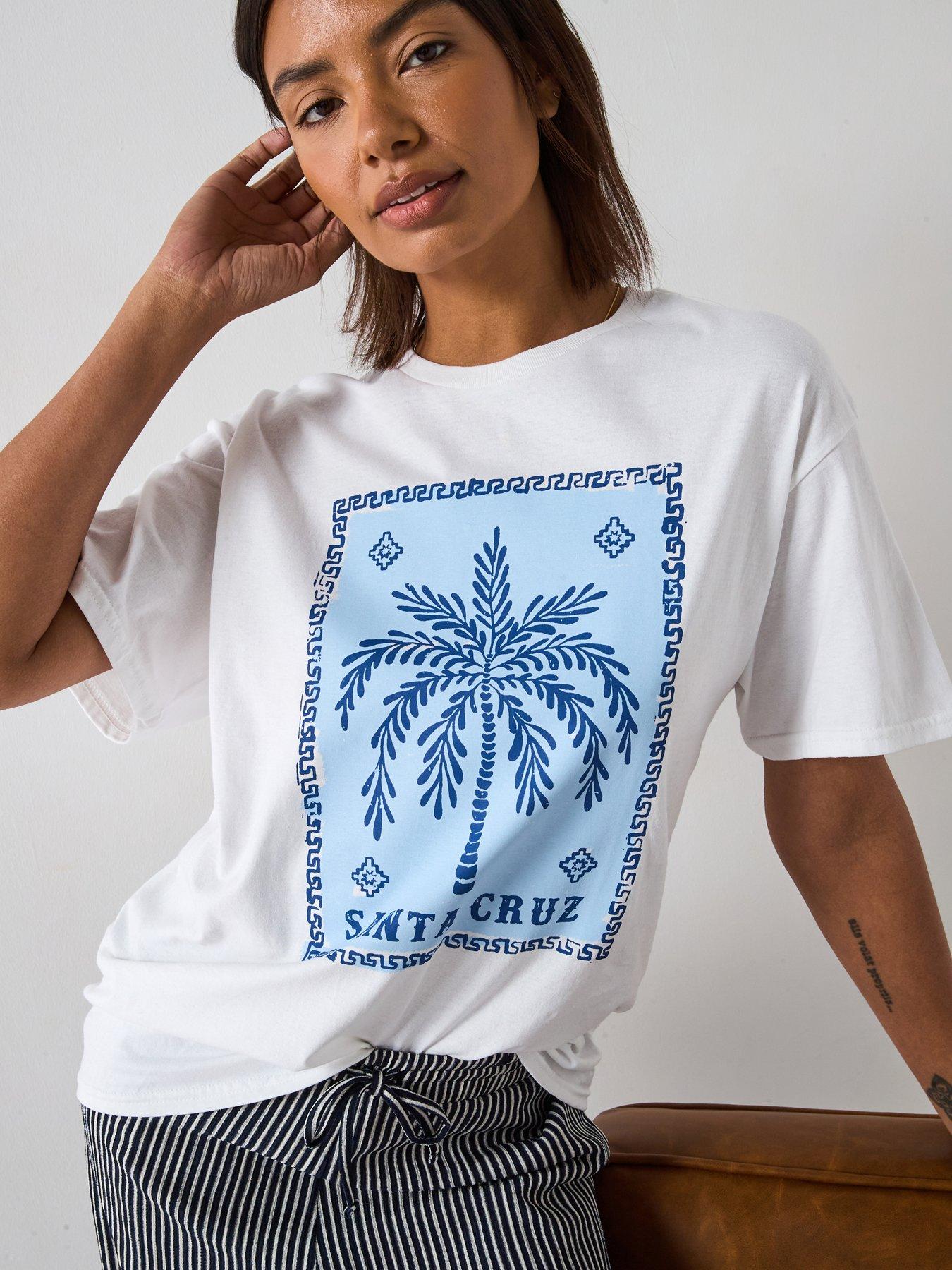 undefined Oversized Palm Tree Graphic Tee - White