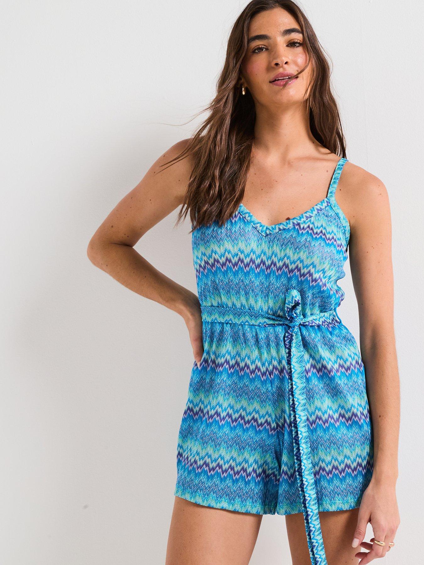 undefined Chevron Tie Waist Playsuit