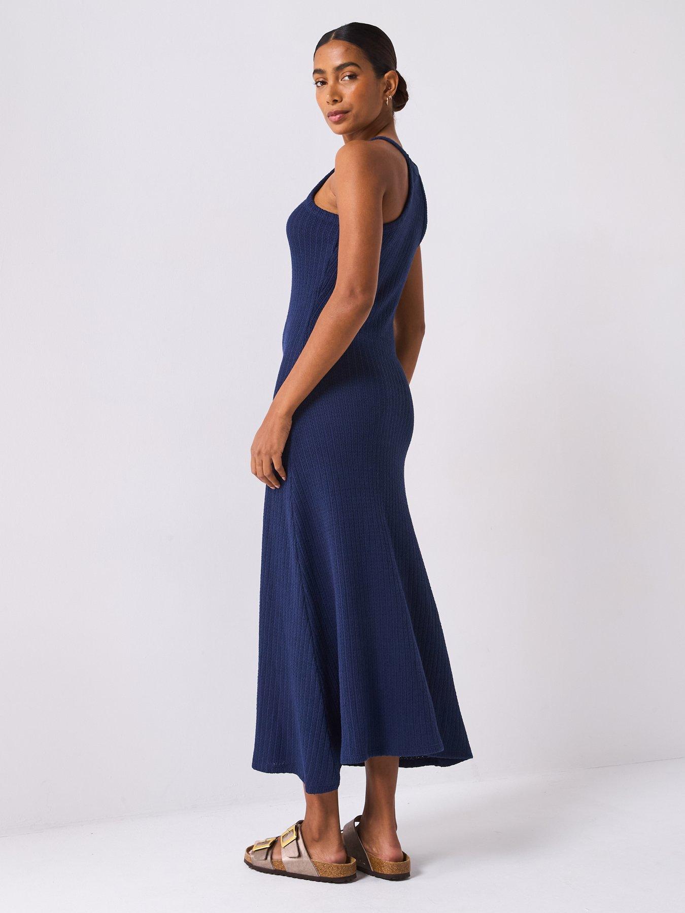 Image 2 of 6 of V by Very Crochet Knit Midaxi Dress - Blue