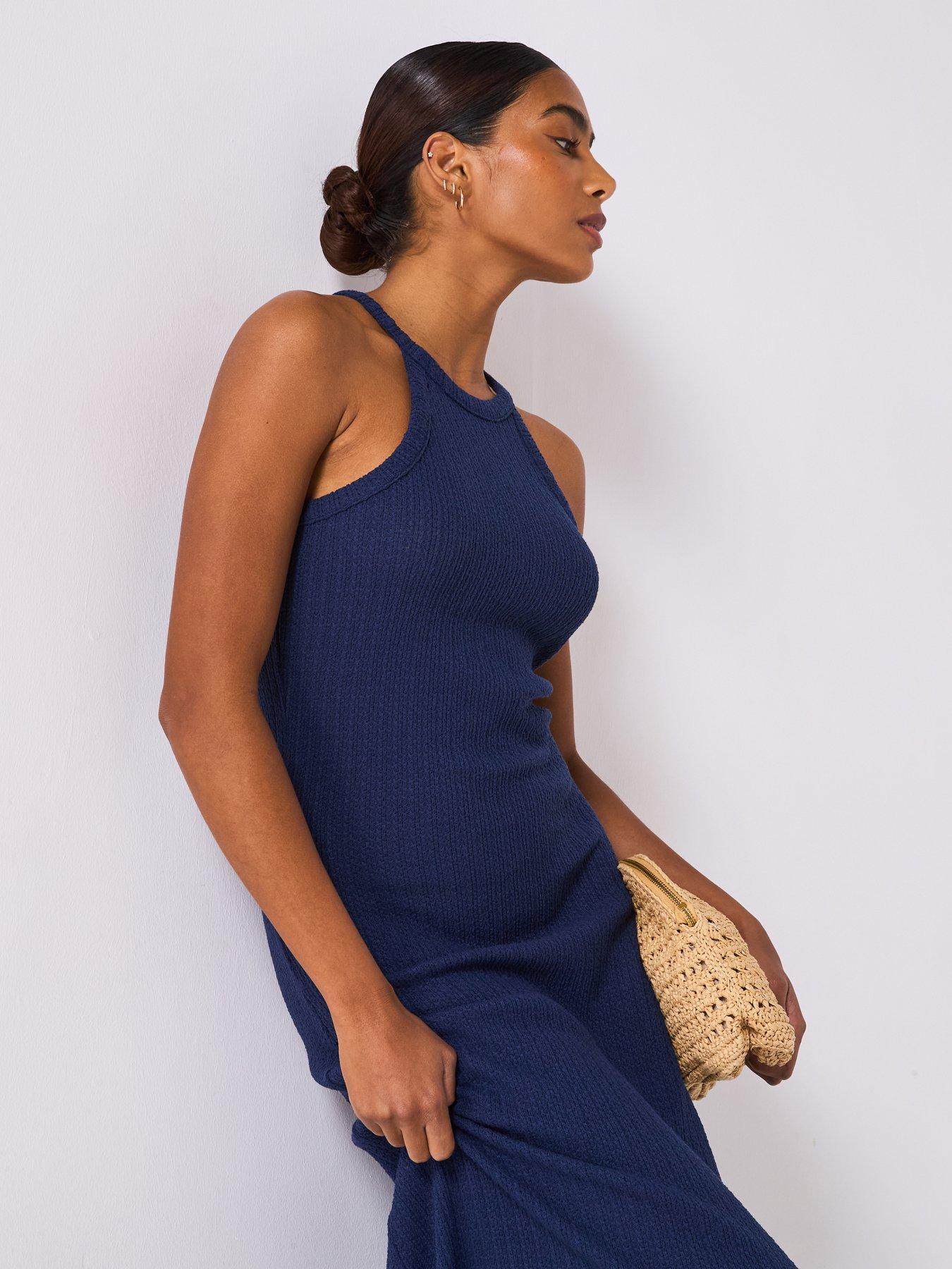 Image 5 of 6 of V by Very Crochet Knit Midaxi Dress - Blue