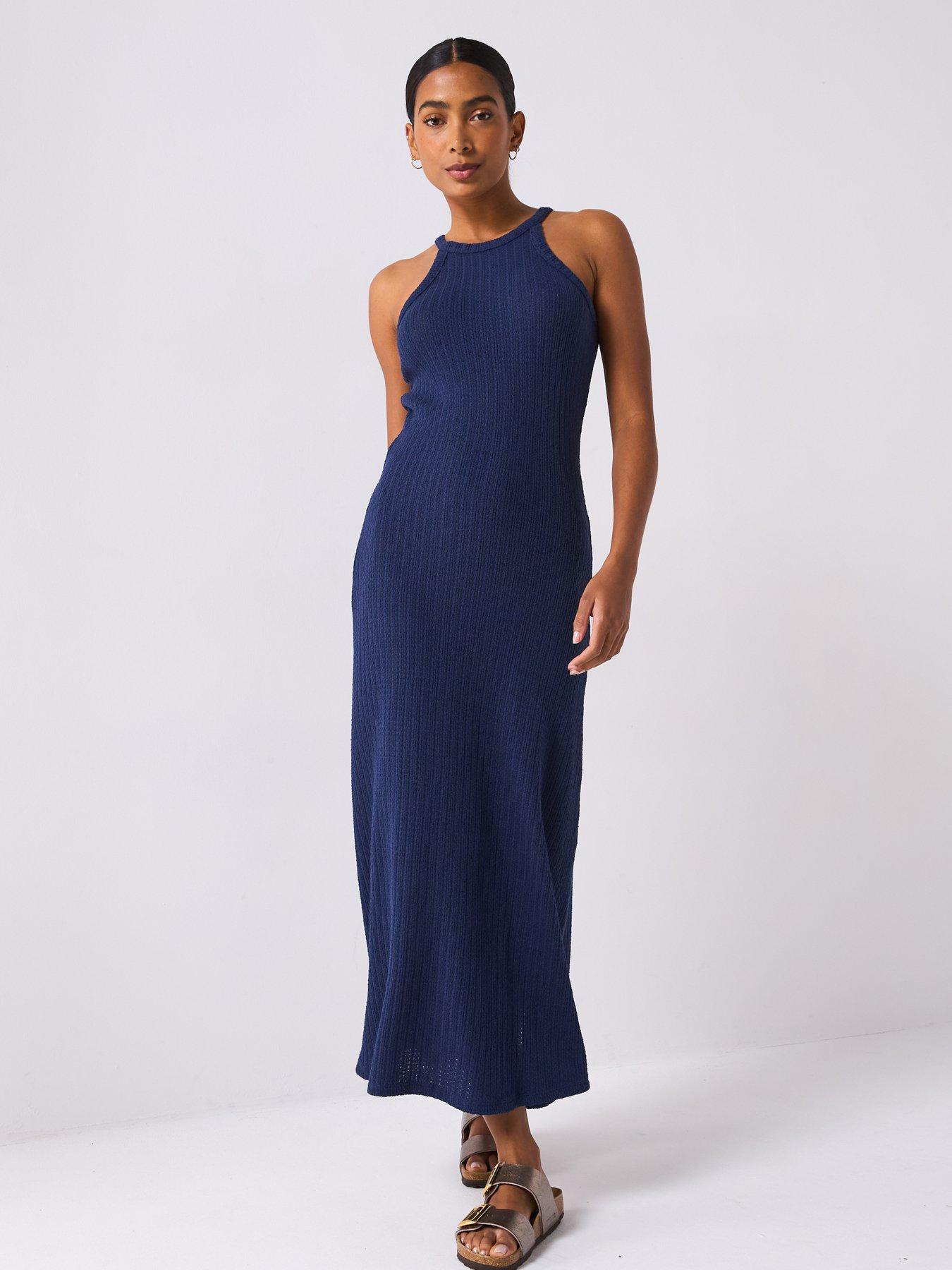 Image 6 of 6 of V by Very Crochet Knit Midaxi Dress - Blue