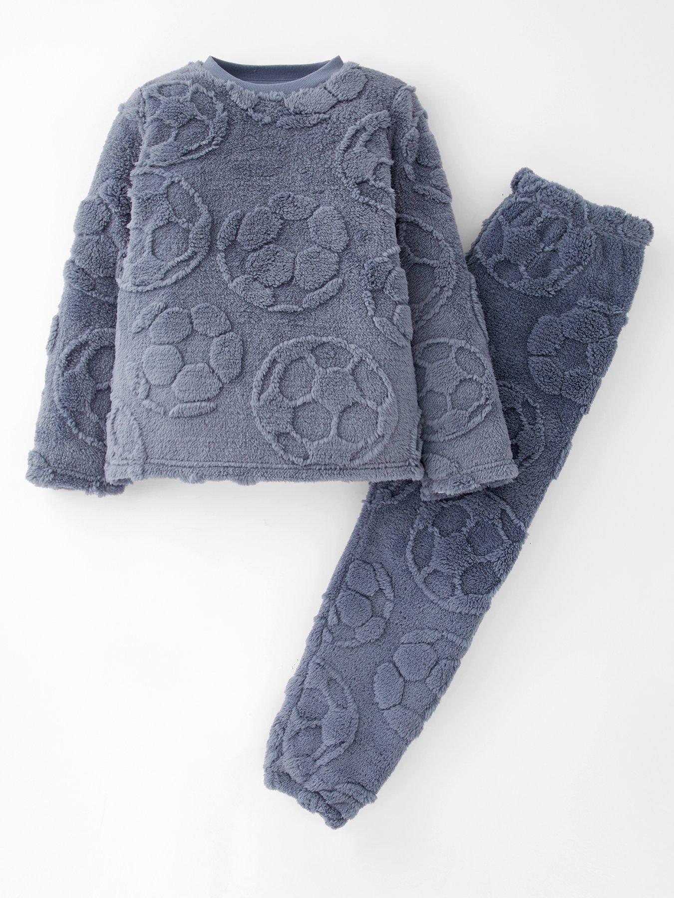 The Very Collection Boys Fleece Football Pyjamas - Grey