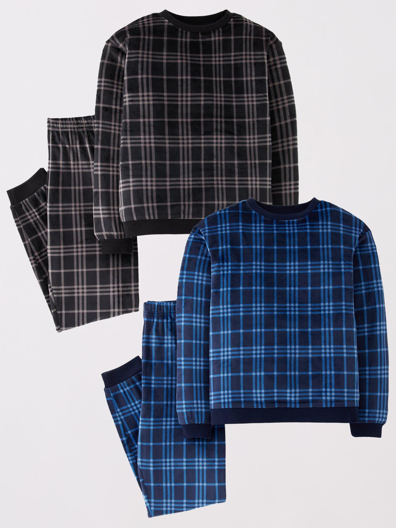 Image 1 of 5 of The Very Collection Boys 2 Pack Fleece Check Pyjamas - Multi