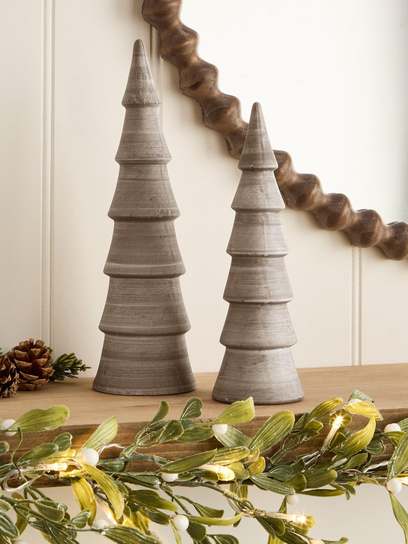 Very Home Set of 2 Stoneware Christmas Tree Ornaments