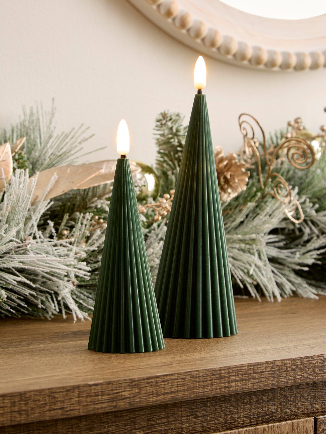 Very Home Set of 2 Tree Shape LED Christmas Candles