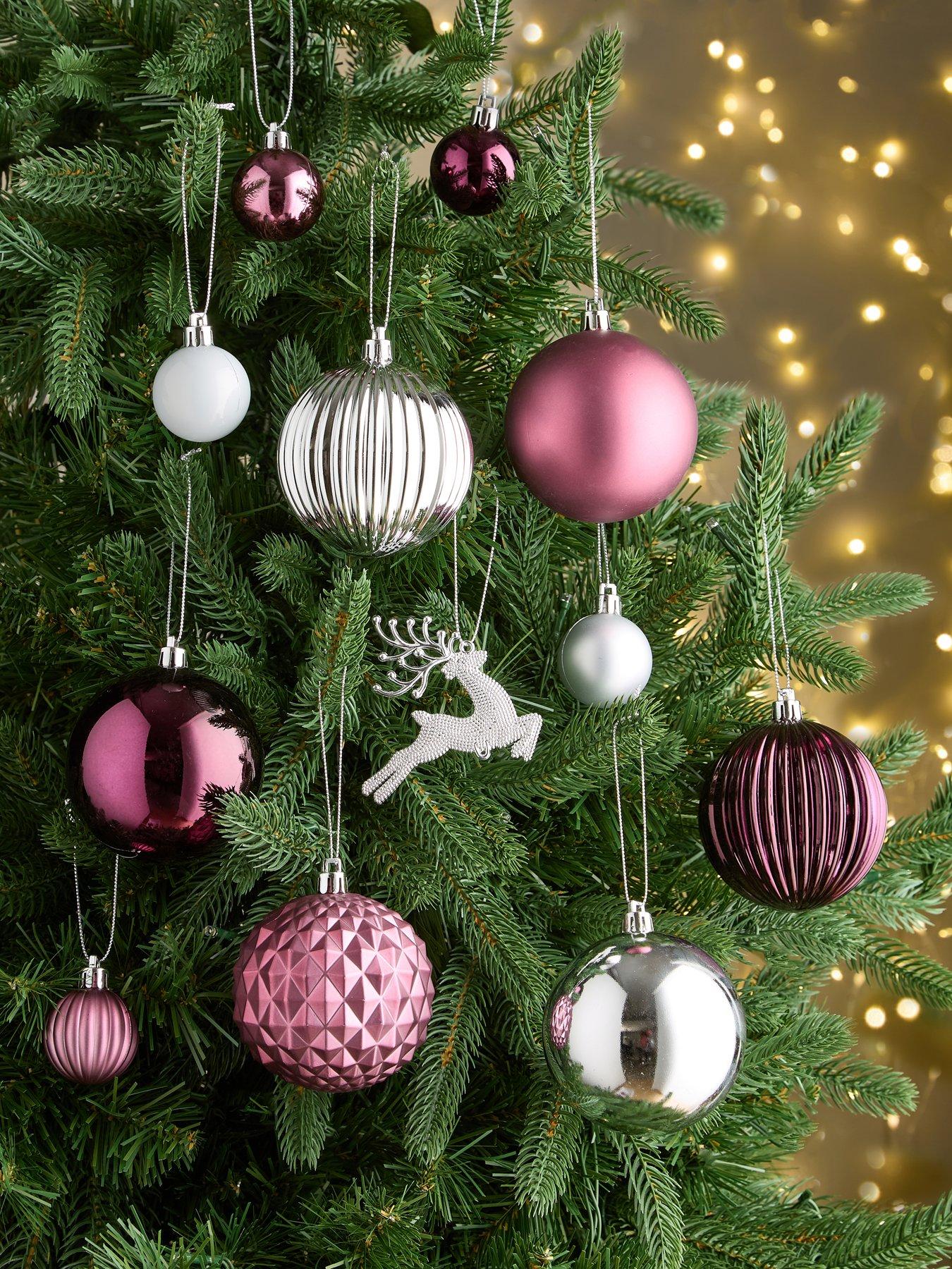 Very Home Bumper Pack of 50 Pink and Silver Christmas Tree Decorations