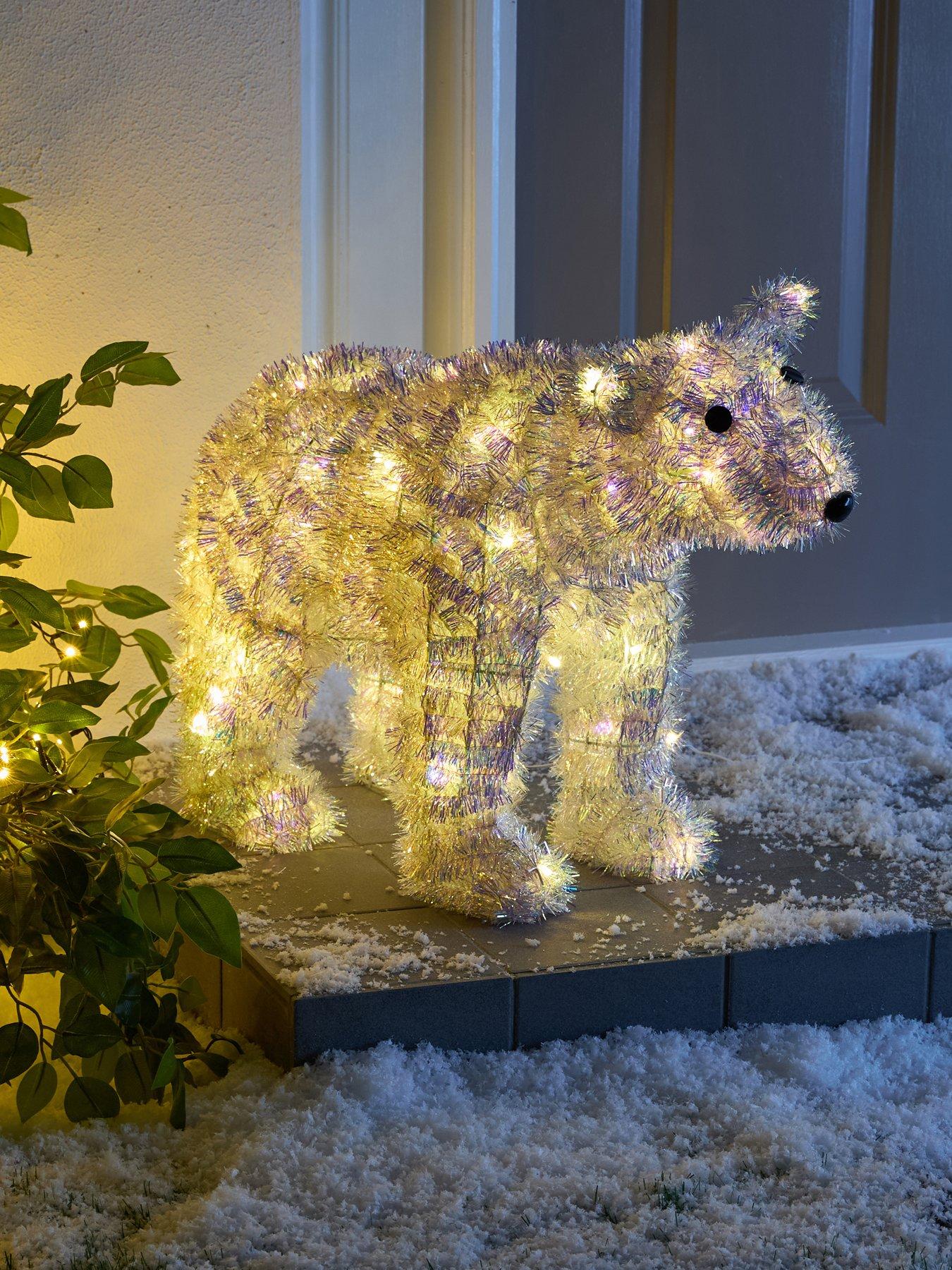 Very Home 43 cm Iridescent Tinsel Polar Bear Outdoor Christmas Light