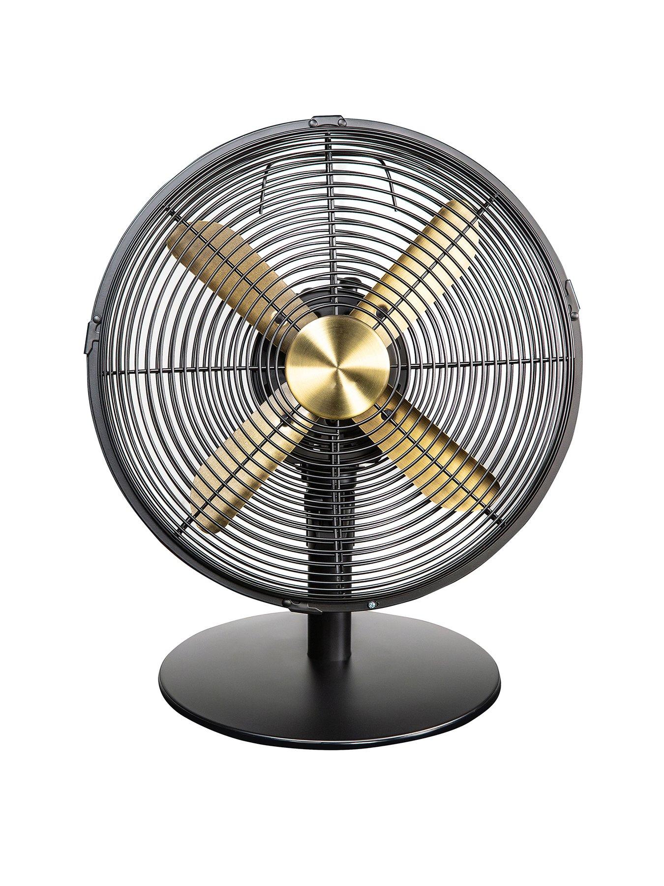 undefined RHMDF1201BG Metal Desk Fan in Brushed Gold and Black