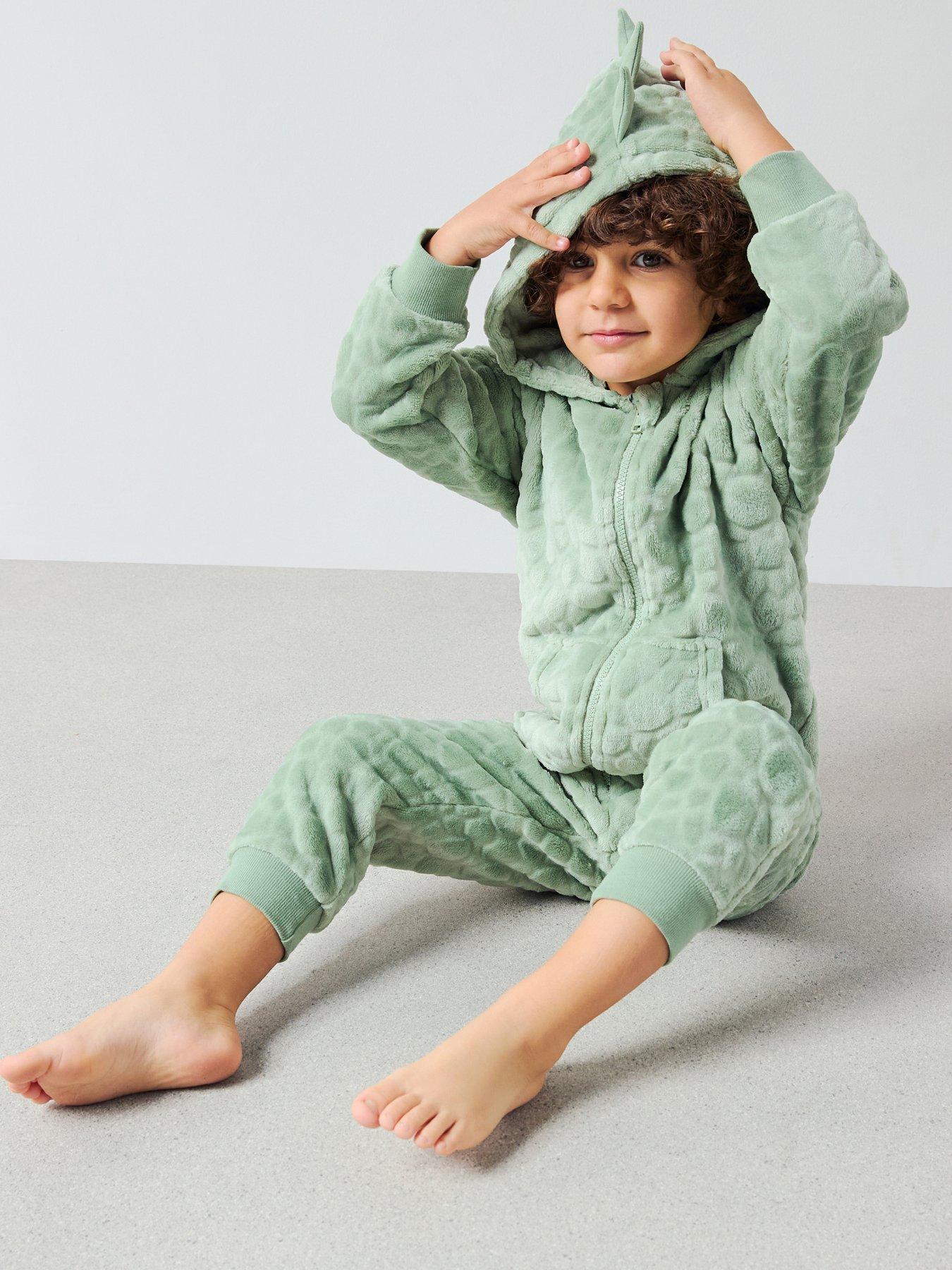 Image 1 of 6 of The Very Collection Boys Fleece Novelty Dino All-In-One - Green