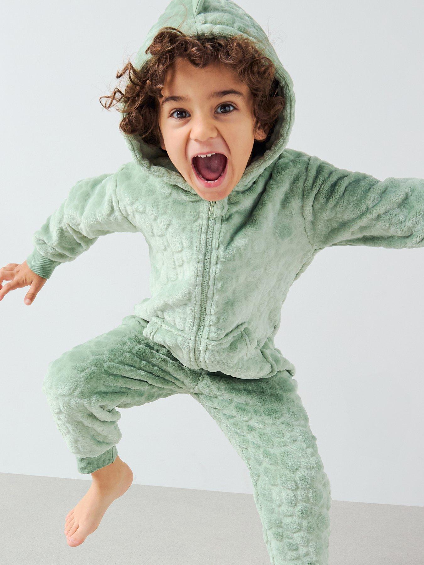 Image 4 of 6 of The Very Collection Boys Fleece Novelty Dino All-In-One - Green