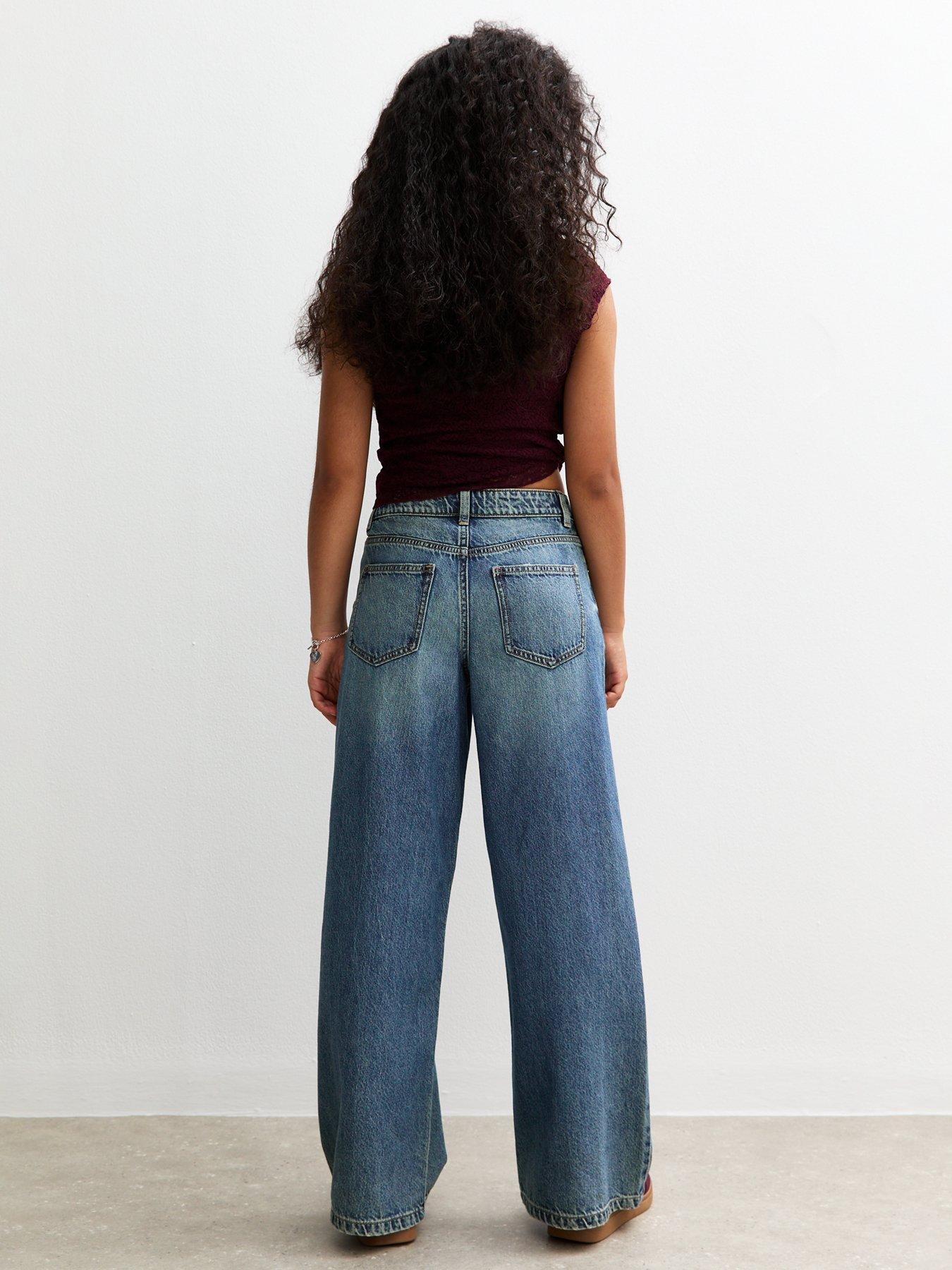 New Look 915 Girls Low Rise Super Wide Leg Jeans - Blue | Very