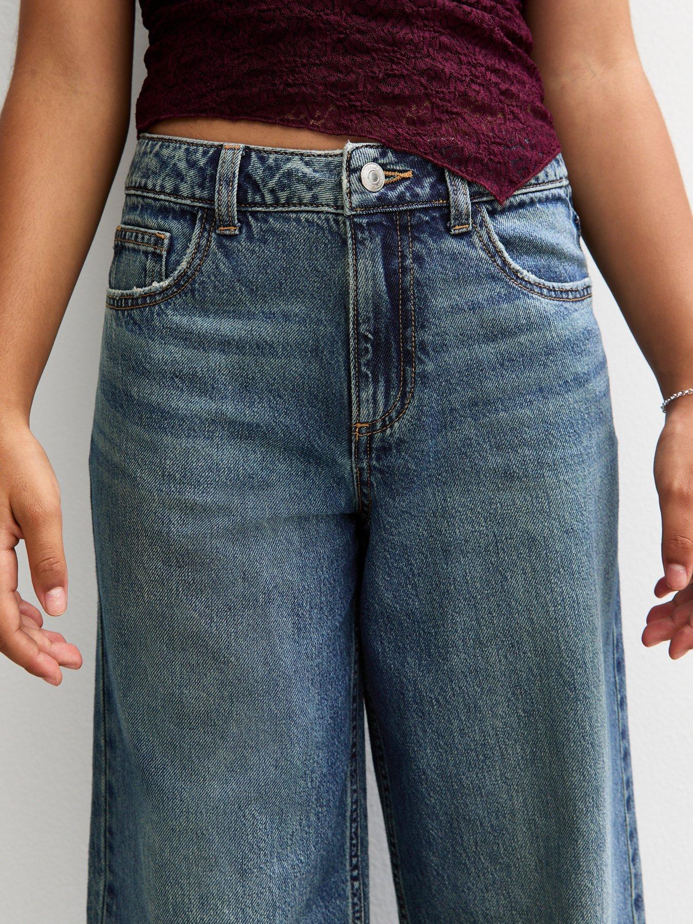 Image 4 of 5 of New Look 915 Girls Low Rise Super Wide Leg Jeans - Blue