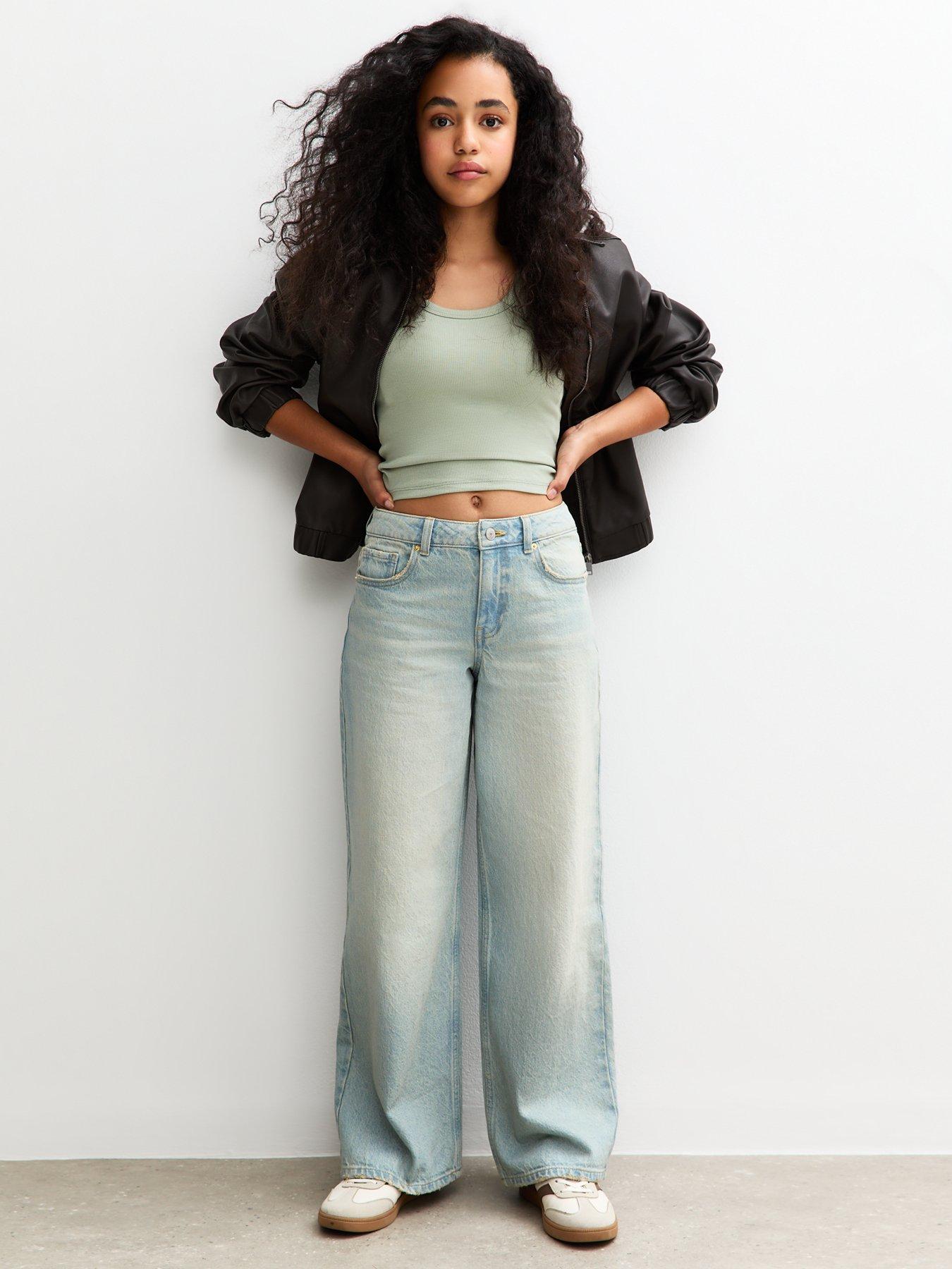 New Look 915 Girls Skater Wide Leg Jeans Blue Very