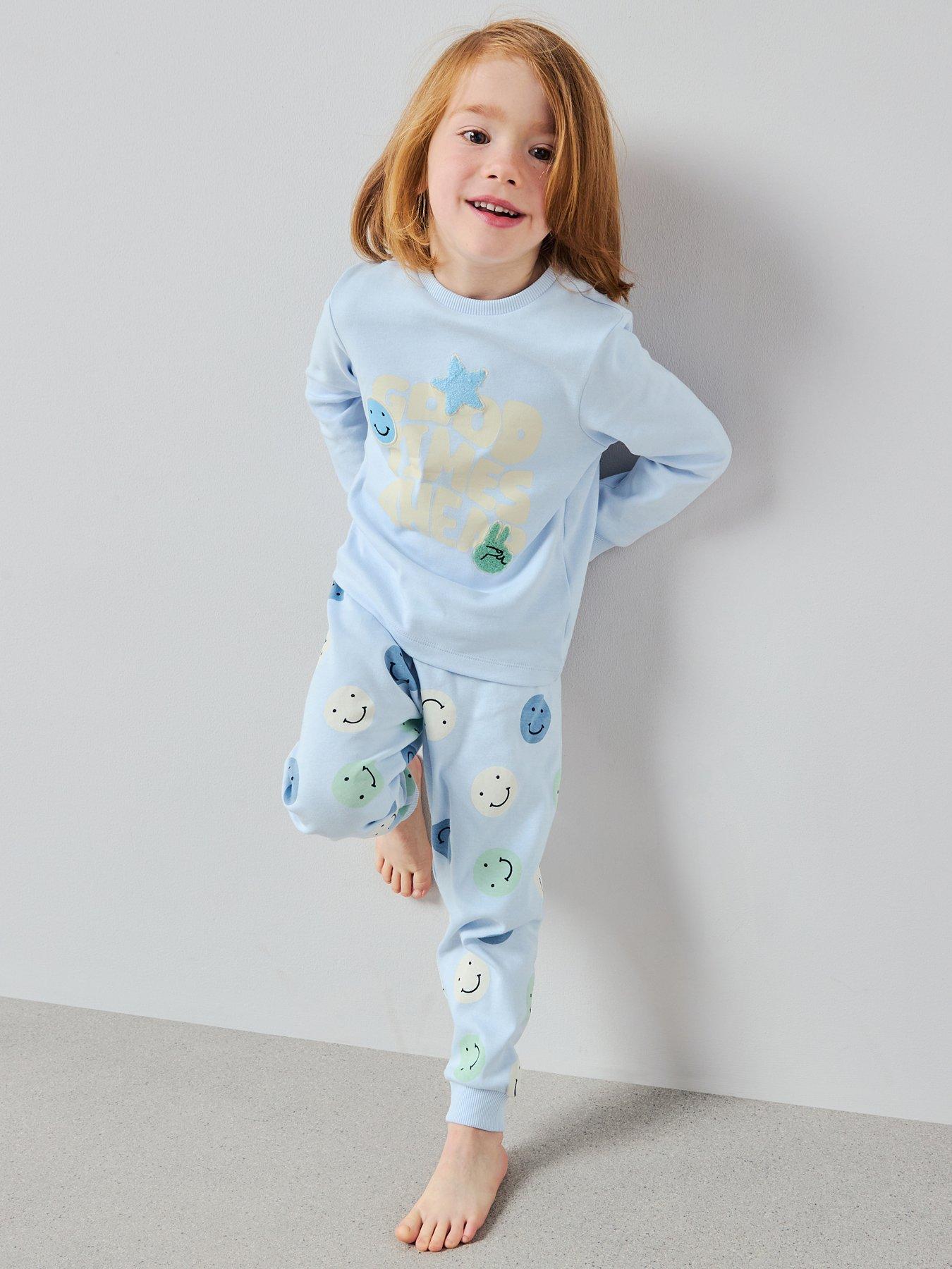 Image 1 of 5 of The Very Collection Boys Good Times Smiley Pyjama Set - Blue