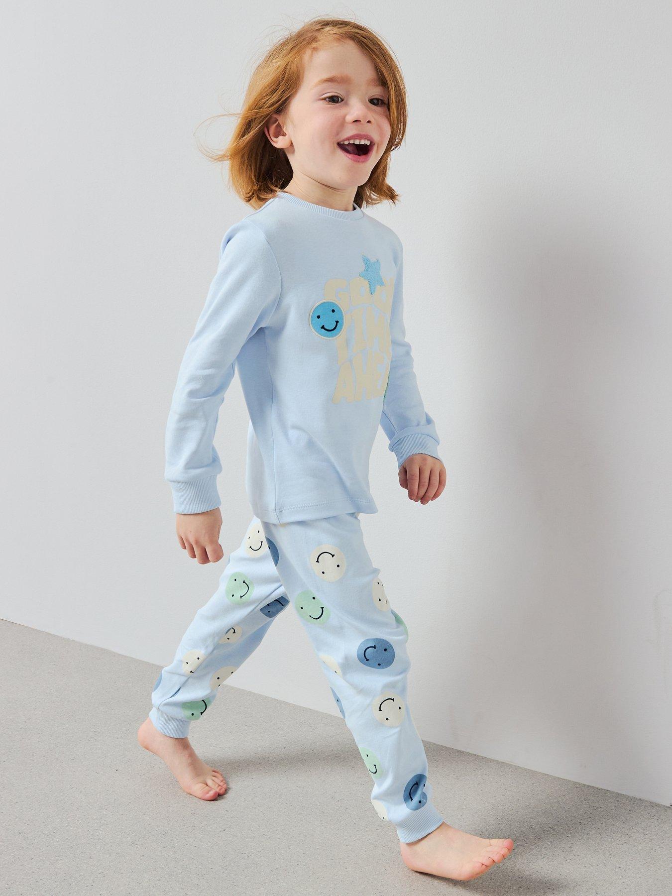 Image 3 of 5 of The Very Collection Boys Good Times Smiley Pyjama Set - Blue