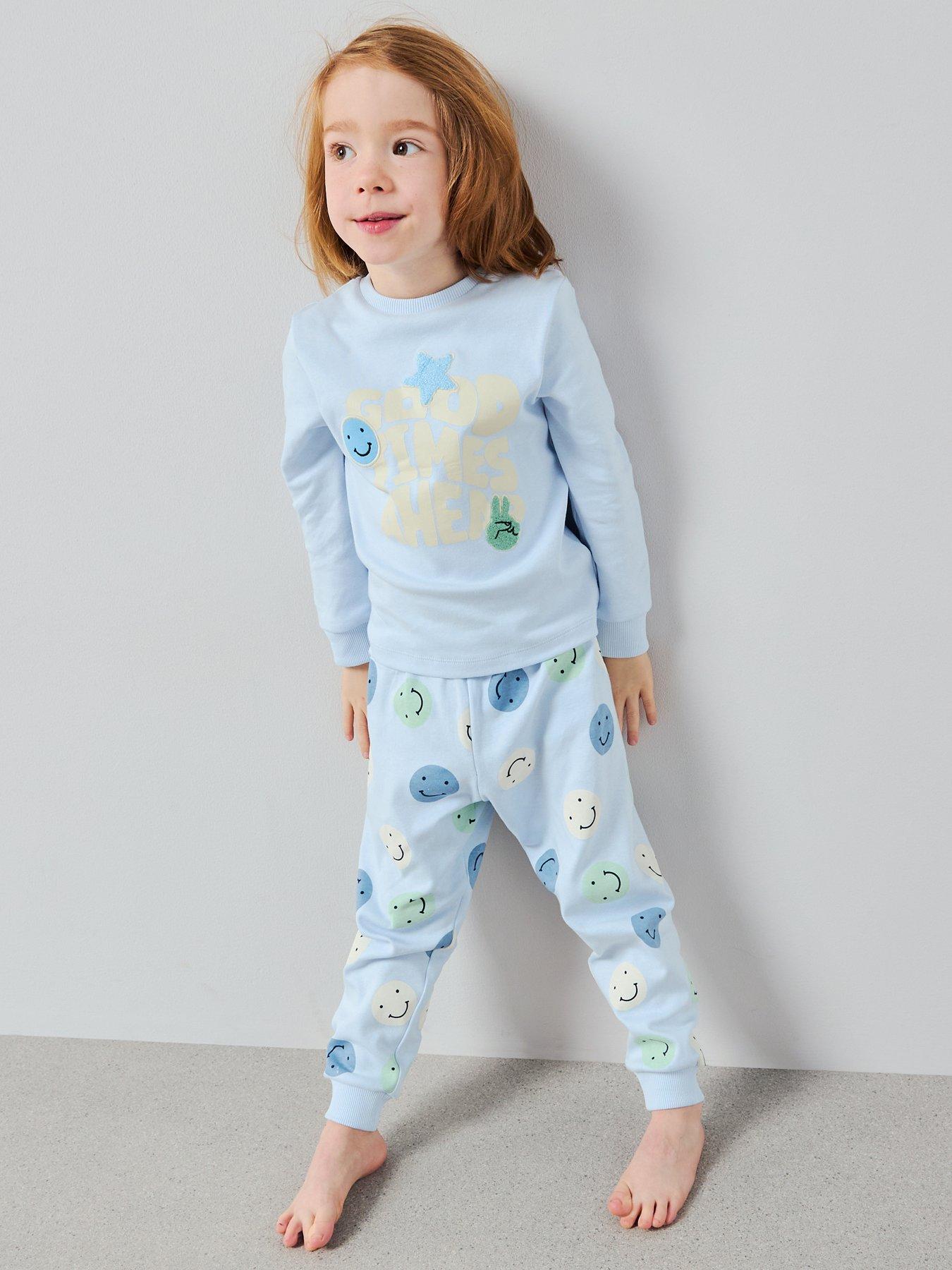 Image 4 of 5 of The Very Collection Boys Good Times Smiley Pyjama Set - Blue