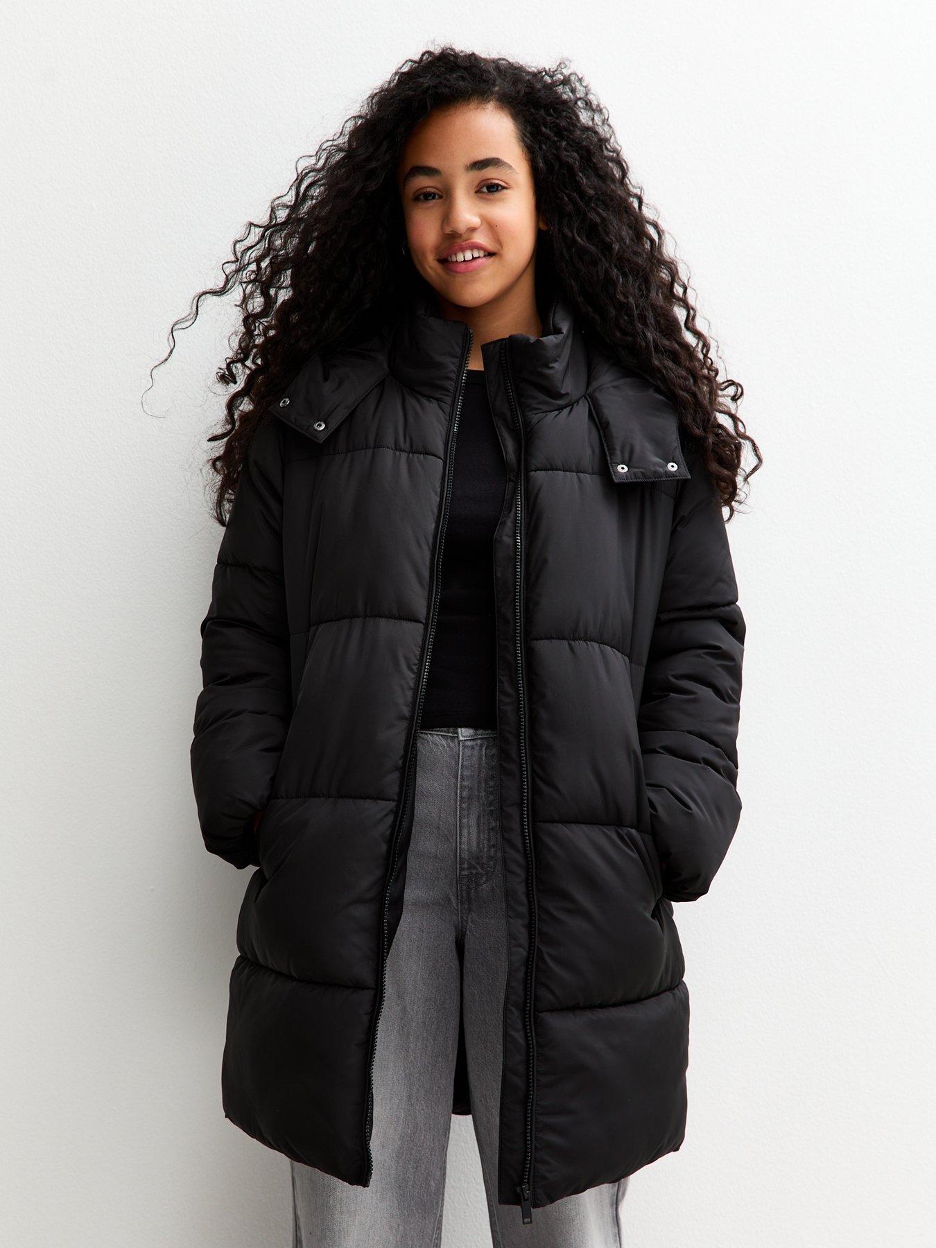 undefined Girls Padded Midi Coat - Black