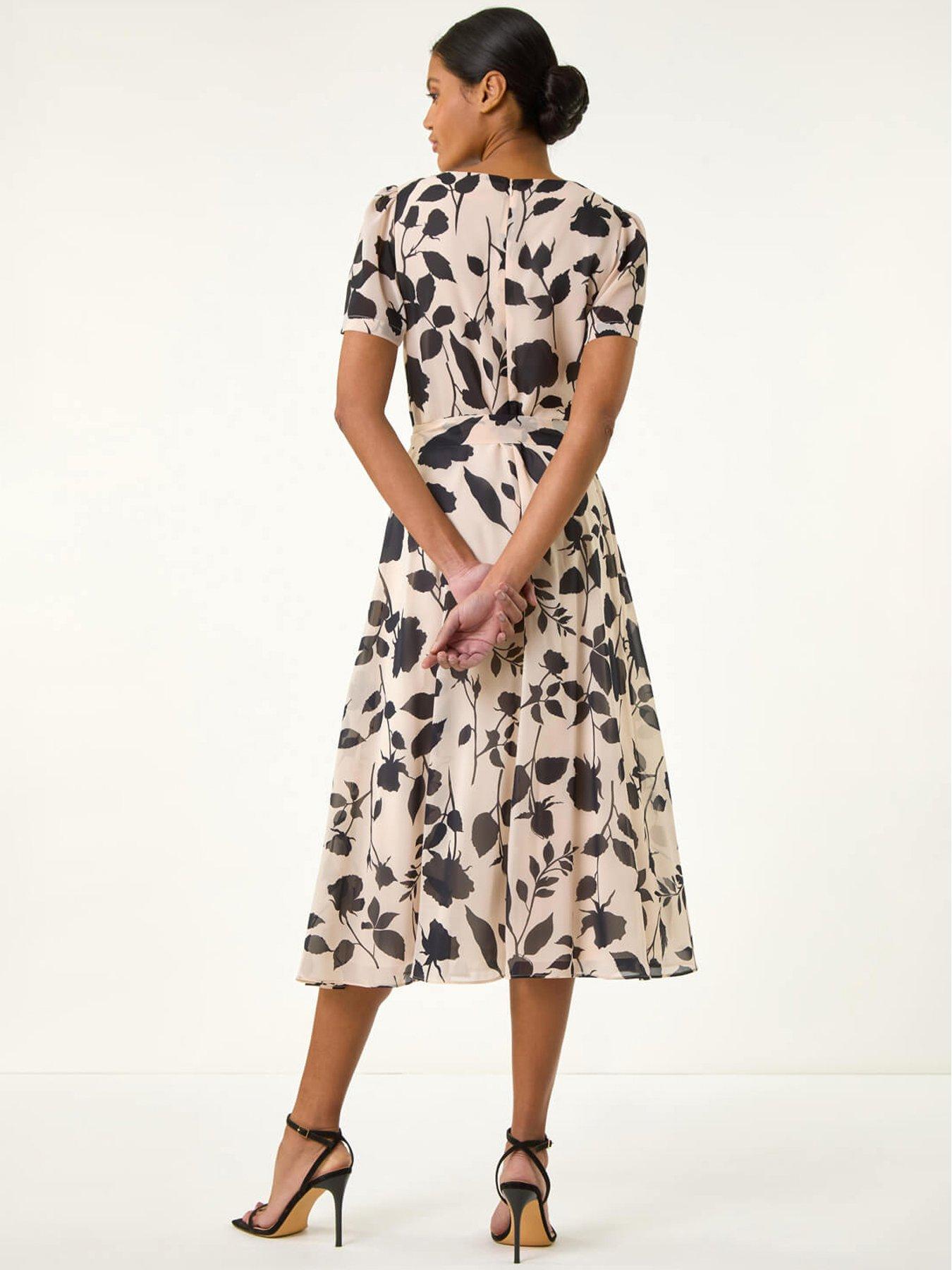 Cream Flower Print Dress main image 1