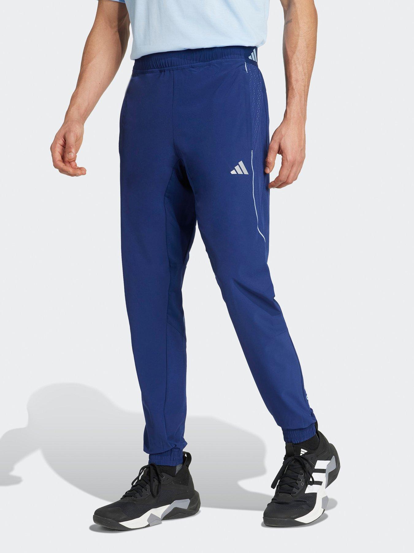 adidas Mens Training Tech Pants, Dark Blue/Glow Blue, Size S, Men
