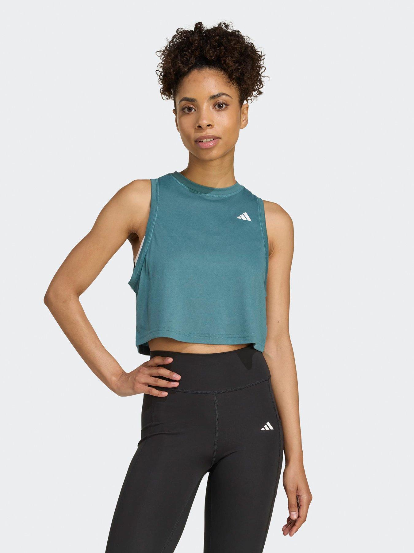adidas Womens Training Crop Tank, Preloved Teal, Size Xl, Women