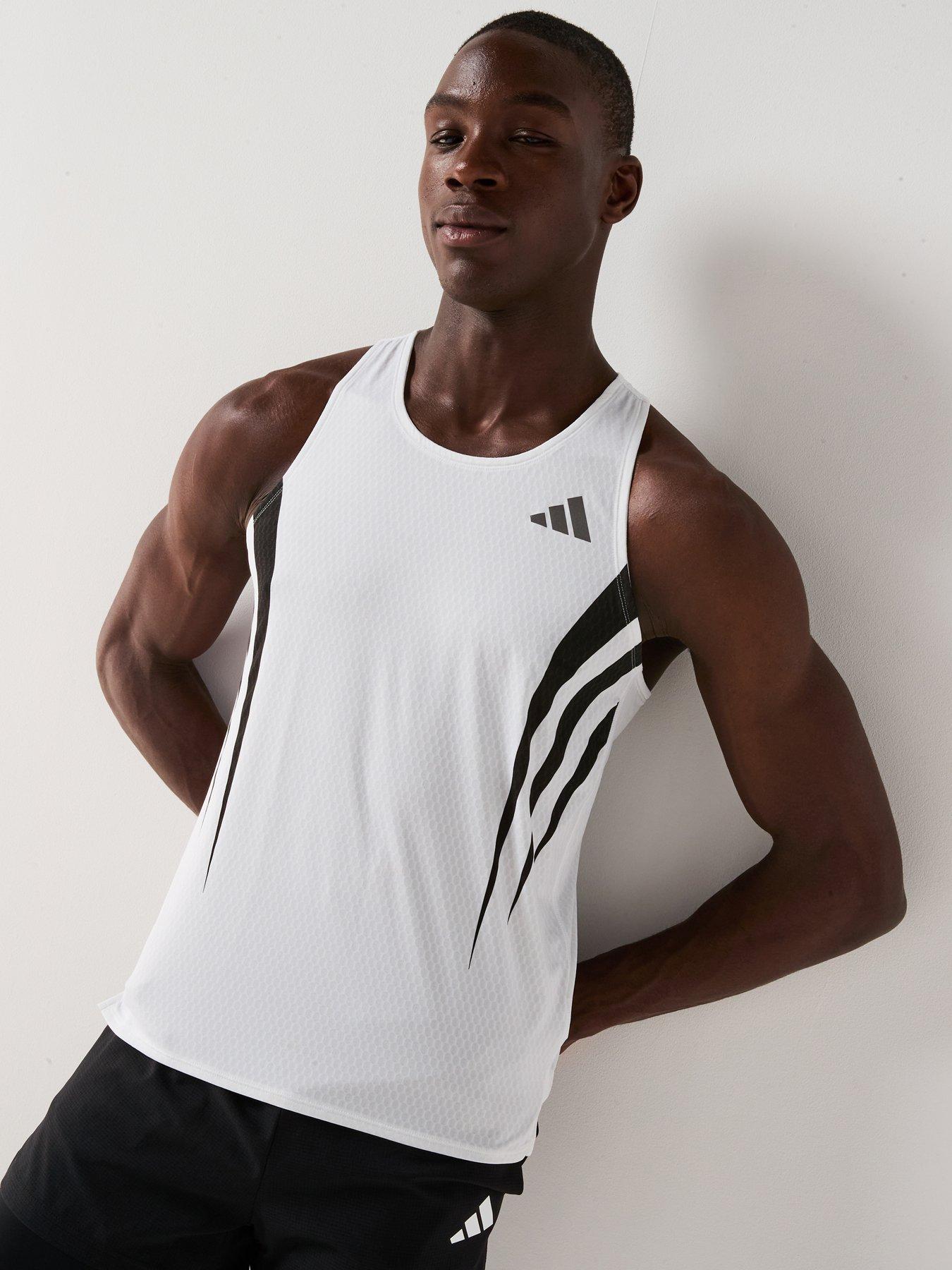 undefined Mens Running Adizero Tank - White