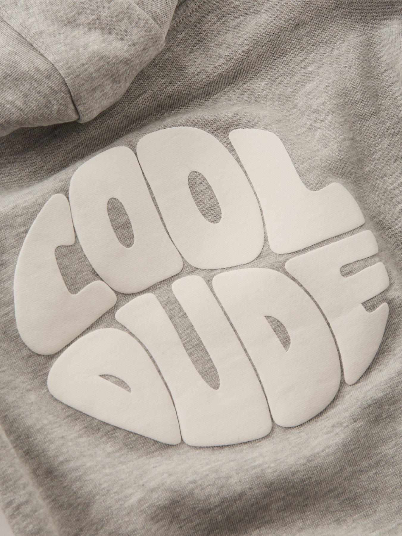 Image 3 of 4 of The Very Collection Boys Drop Shoulder Brushed Back Cool Dude Graphic Hoodie - Grey