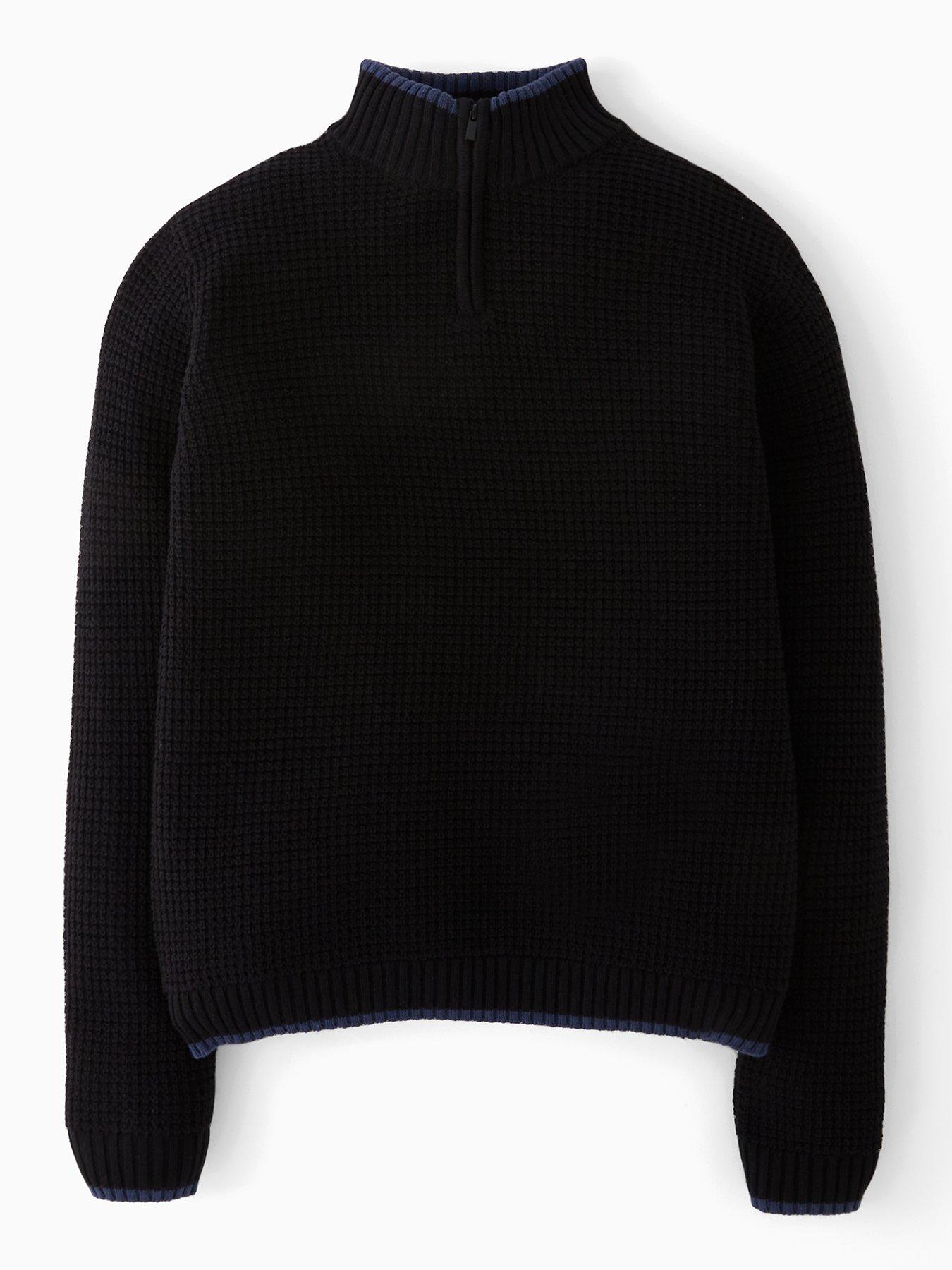 The Very Collection Boys Long Sleeve Rib Knit Half Zip Jumper - Black