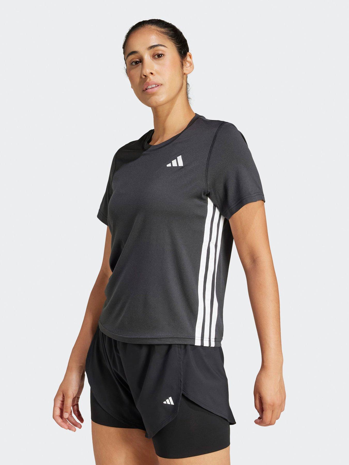 undefined Womens Training 3 Stripe Crew T-Shirt - Black