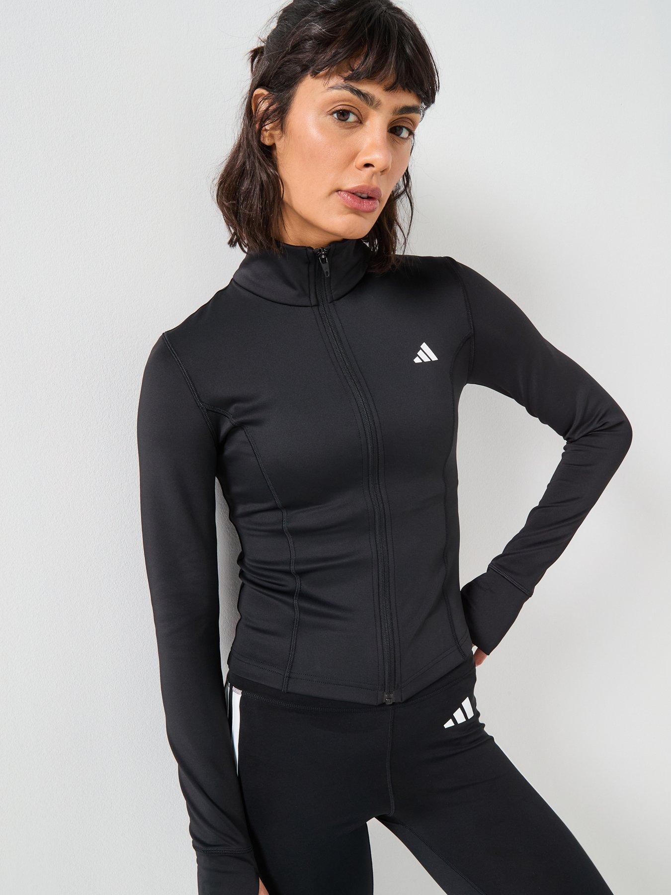 adidas Womens Training Optime Essentials Jacket, Black, Size Xl, Women