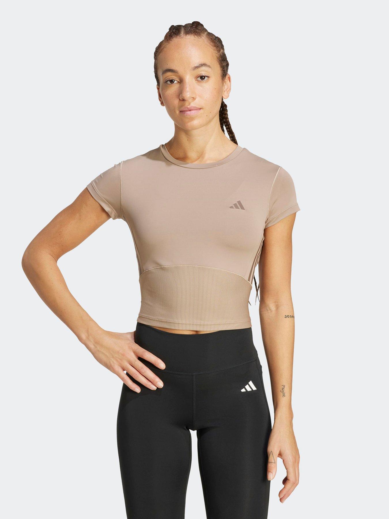 undefined Womens Training Hyperglam Rib Baby Tee - Brown
