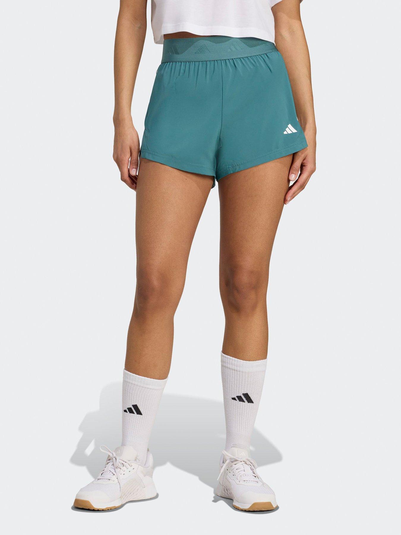 adidas Womens Training Hyperglam Woven Shorts, Preloved Teal/White, Size Xl, Women