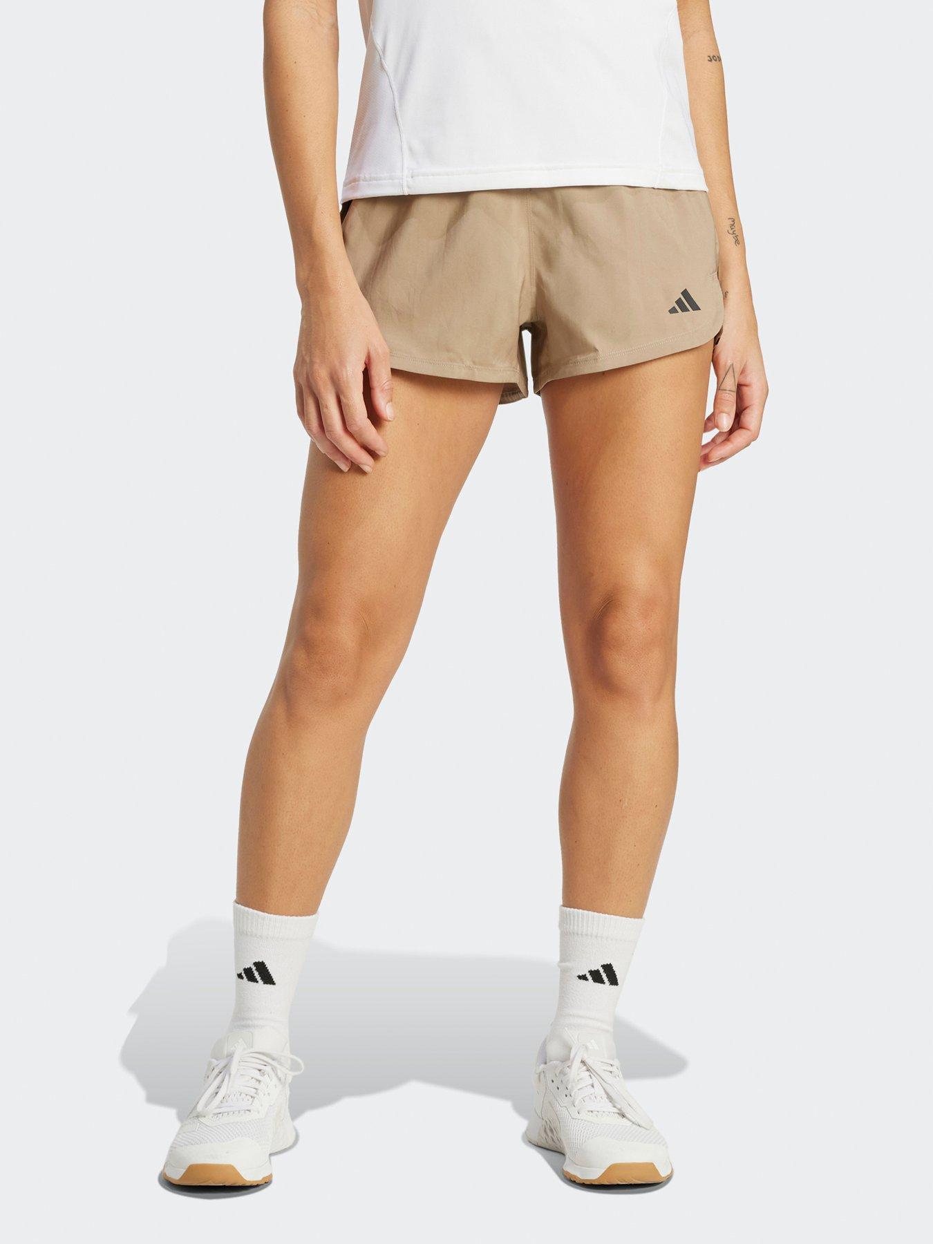 adidas Womens Training Pacer Knit 5Inch High Waist Shorts - Brown