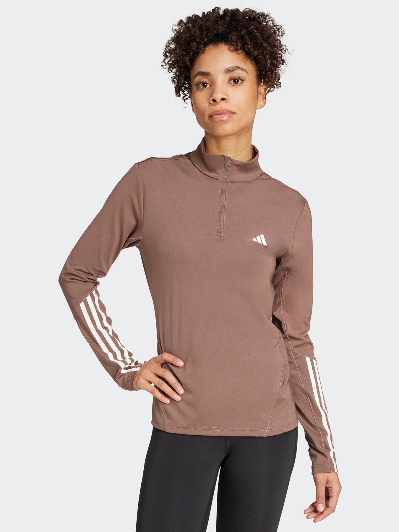 adidas Womens Training Hyperglam 1/4 Zip Top - Brown