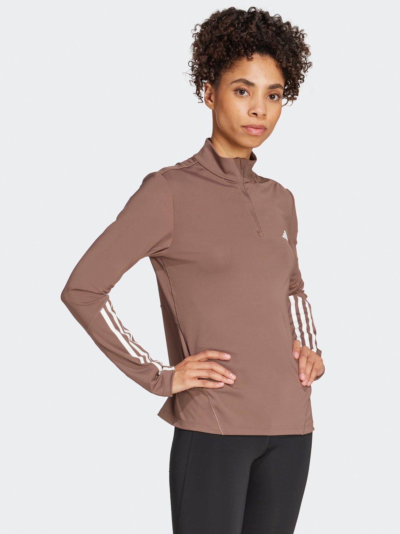 Image 3 of 5 of adidas Womens Training Hyperglam 1/4 Zip Top - Brown
