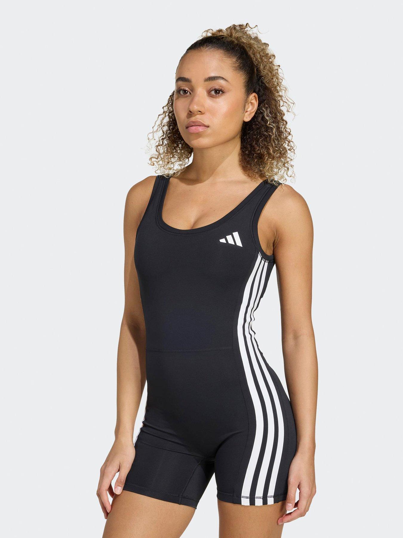adidas Womens Training Optime 3 Stripe All In One - Black | Very