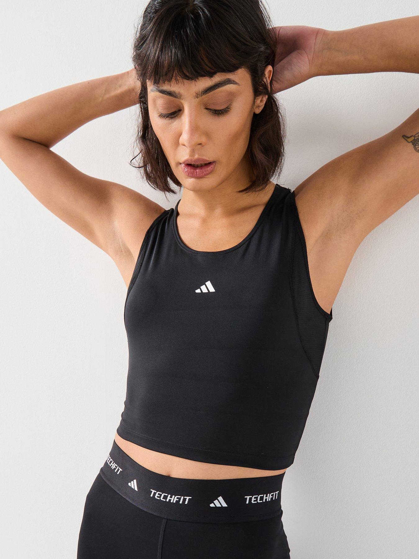 adidas Womens Training Tech Fit Crop Tank, Black, Size Xl, Women