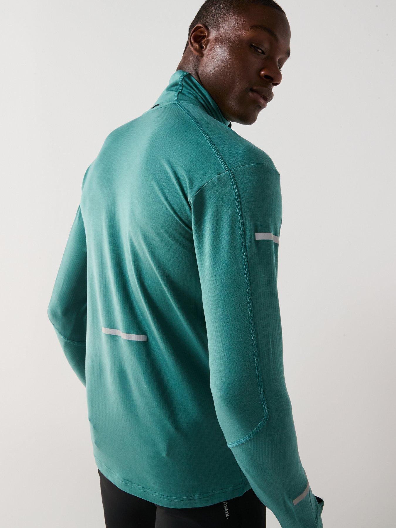 Image 2 of 6 of adidas Mens Running Adi365 Winter Hi Viz 1/2 Zip Top - Green