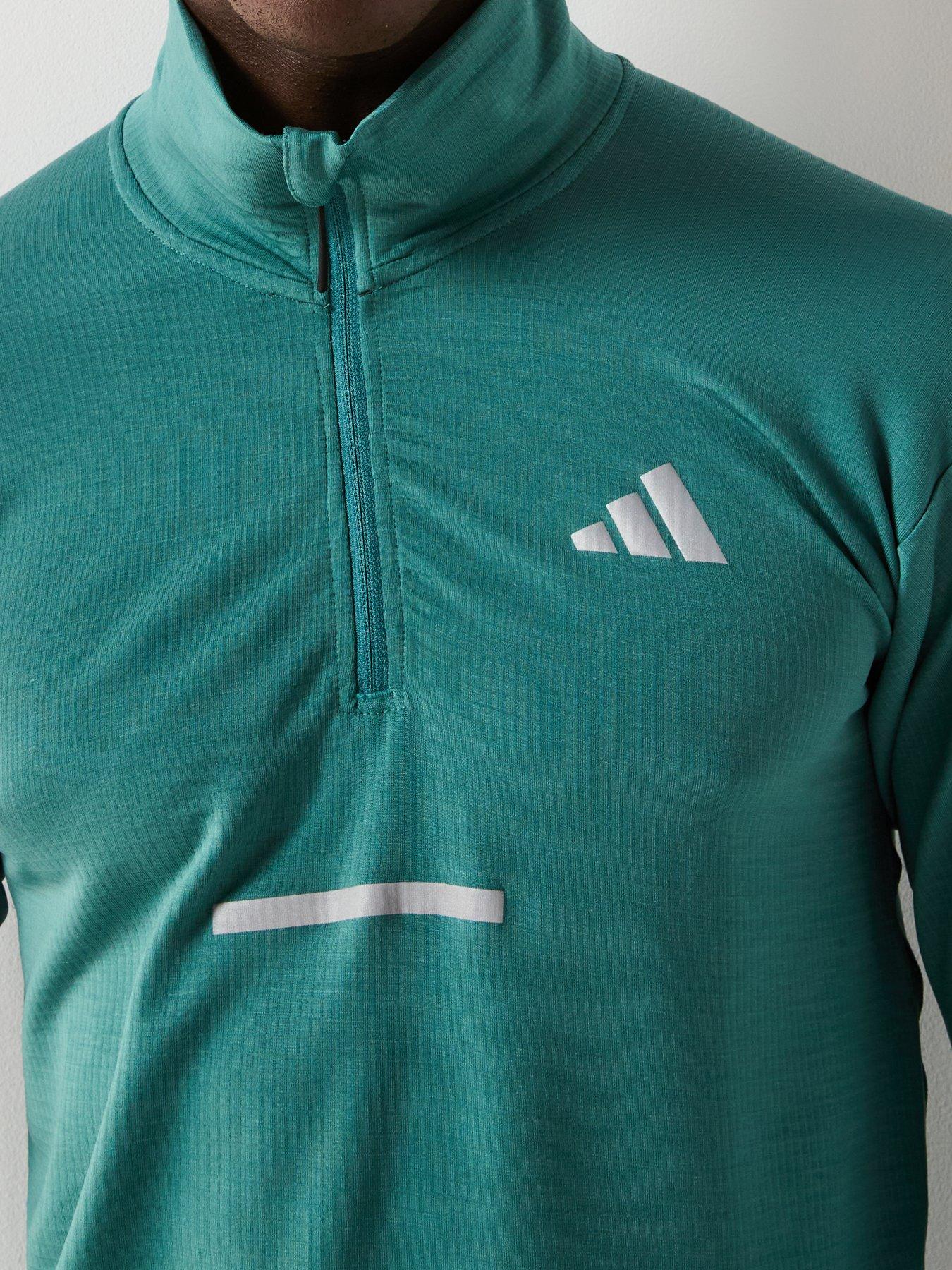 Image 5 of 6 of adidas Mens Running Adi365 Winter Hi Viz 1/2 Zip Top - Green