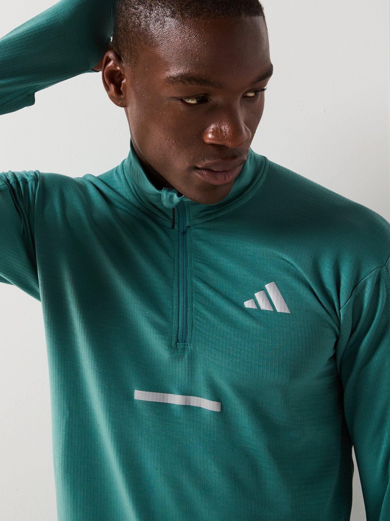 Image 6 of 6 of adidas Mens Running Adi365 Winter Hi Viz 1/2 Zip Top - Green
