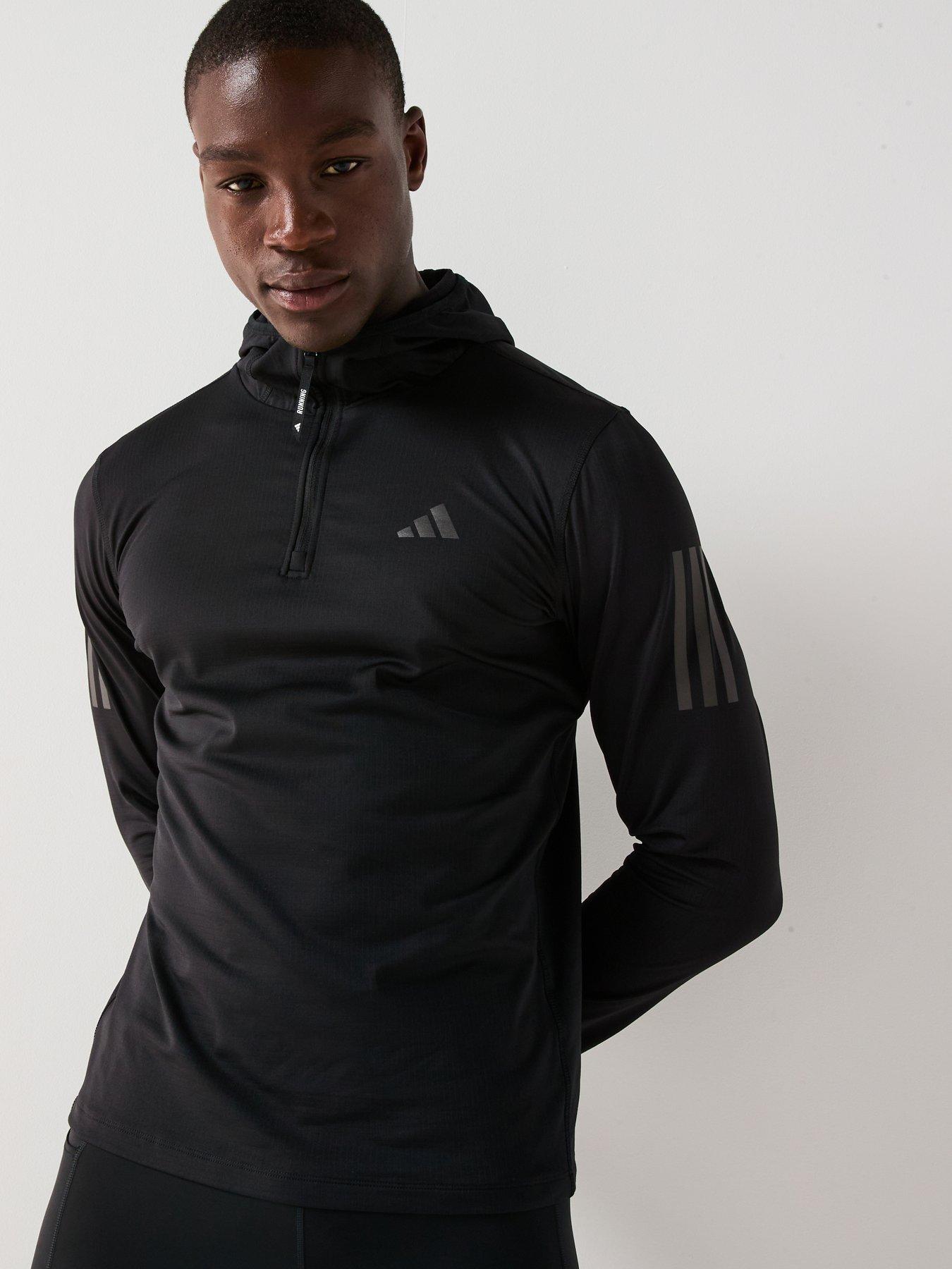 adidas Mens Running Own The Run Winter 1/2 Zip Hooded Top - Black