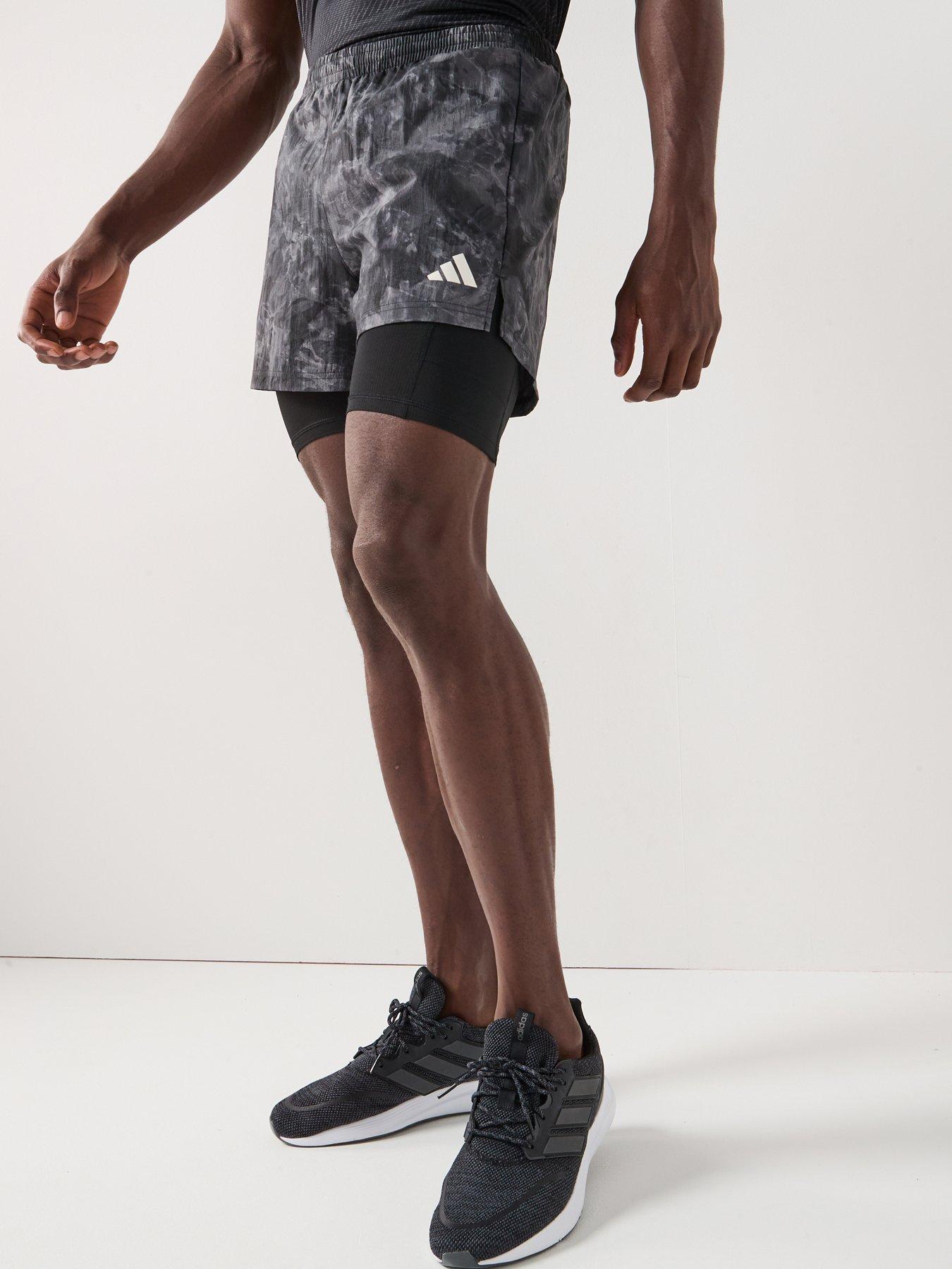 undefined Mens Running Own The Run 2in1 Printed Shorts - Grey